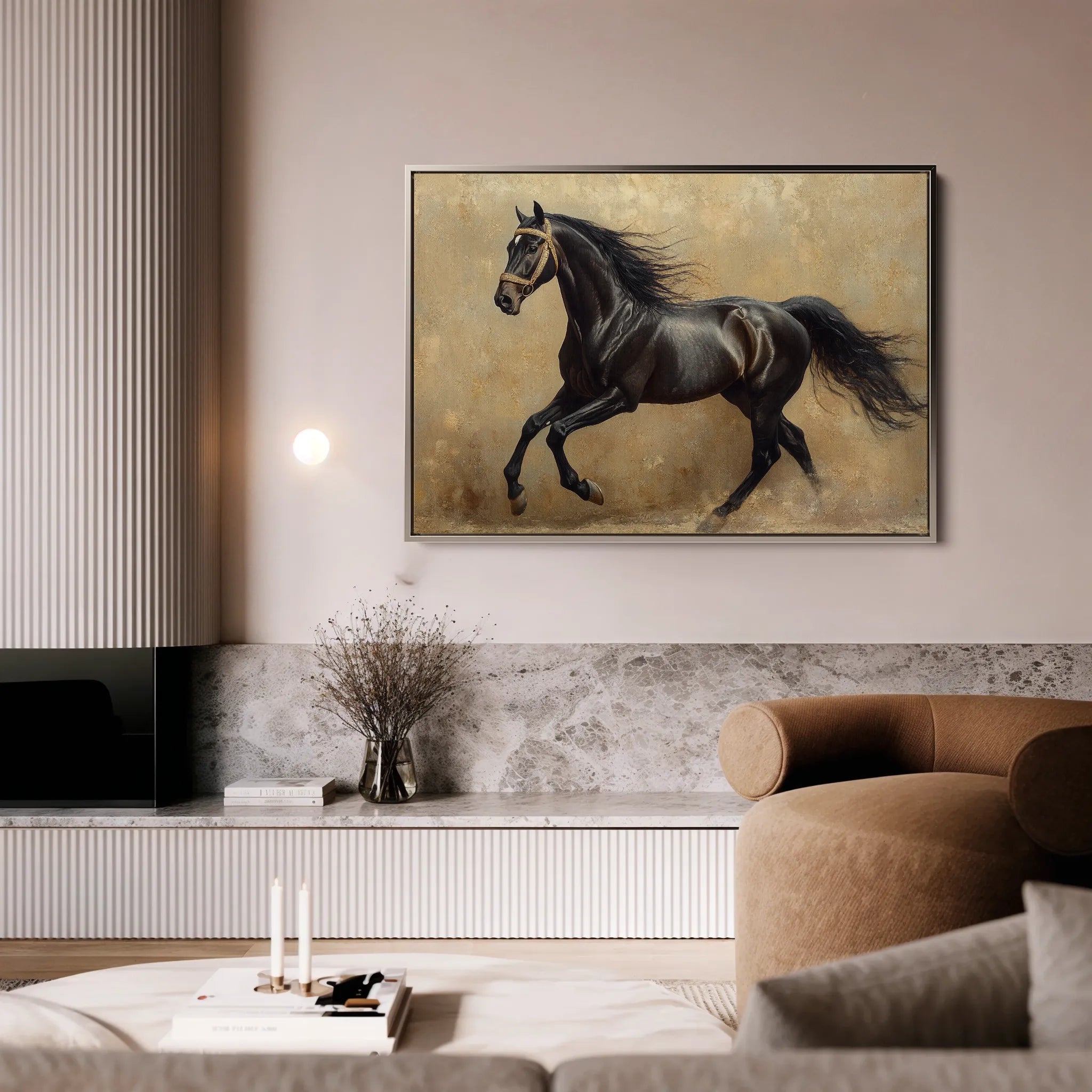 Horses 038 Canvas Art 18" x 24" / 45 x 60 cm / Black