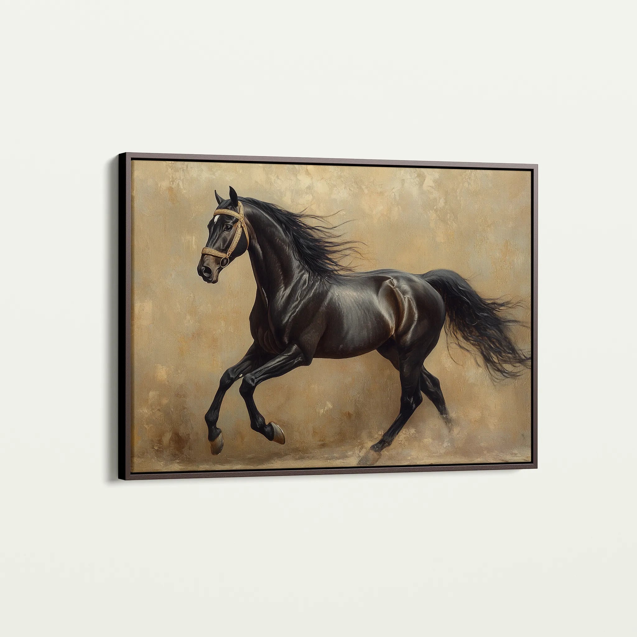 Horses 038 Canvas Art 18" x 24" / 45 x 60 cm / Black