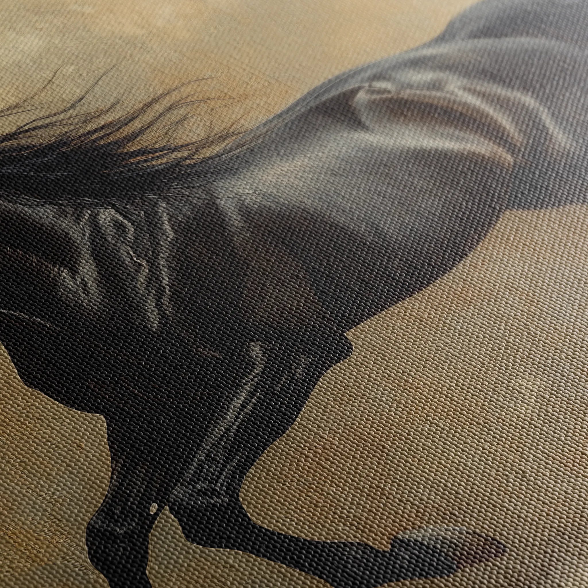Horses 038 Canvas Art 18" x 24" / 45 x 60 cm / Black