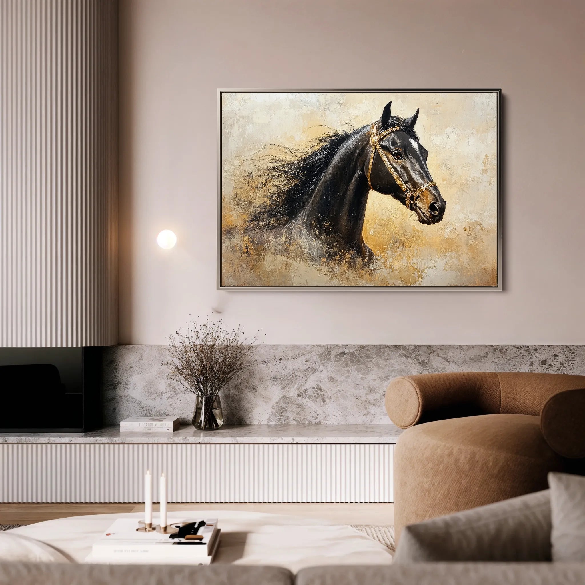 Horses 039 Canvas Art 18" x 24" / 45 x 60 cm / Black