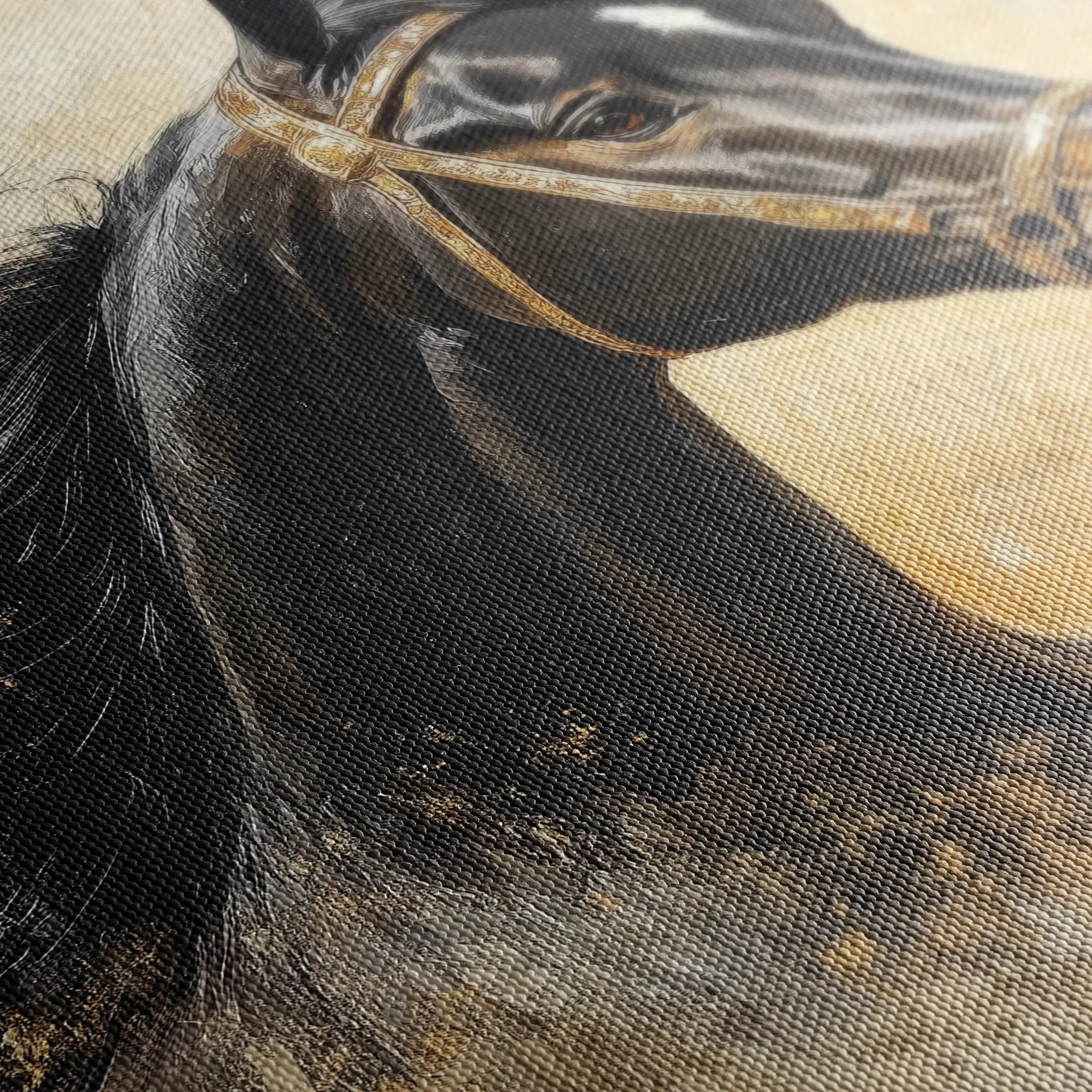 Horses 039 Canvas Art 18" x 24" / 45 x 60 cm / Black
