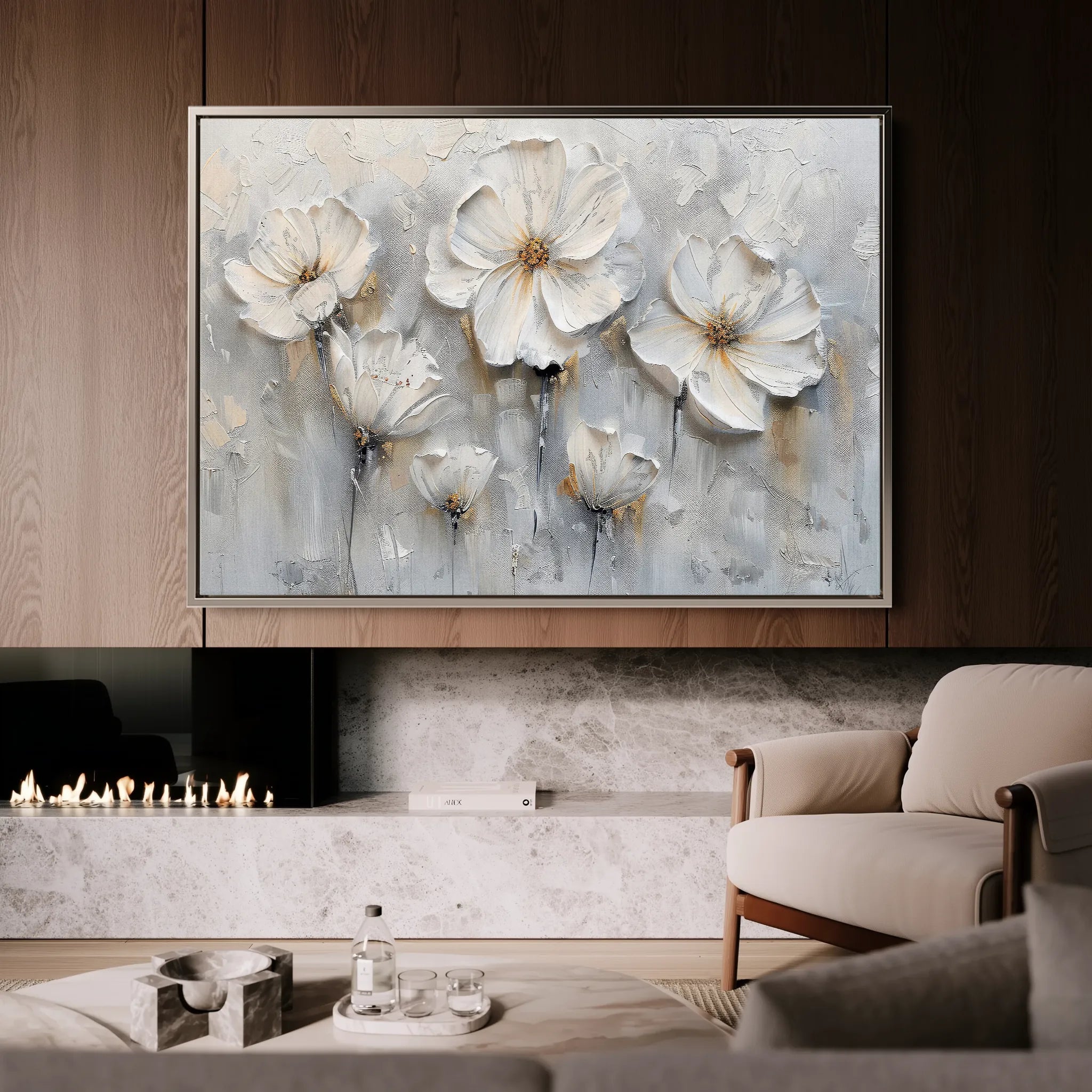 Floral 040 Canvas Art 18" x 24" / 45 x 60 cm / Black