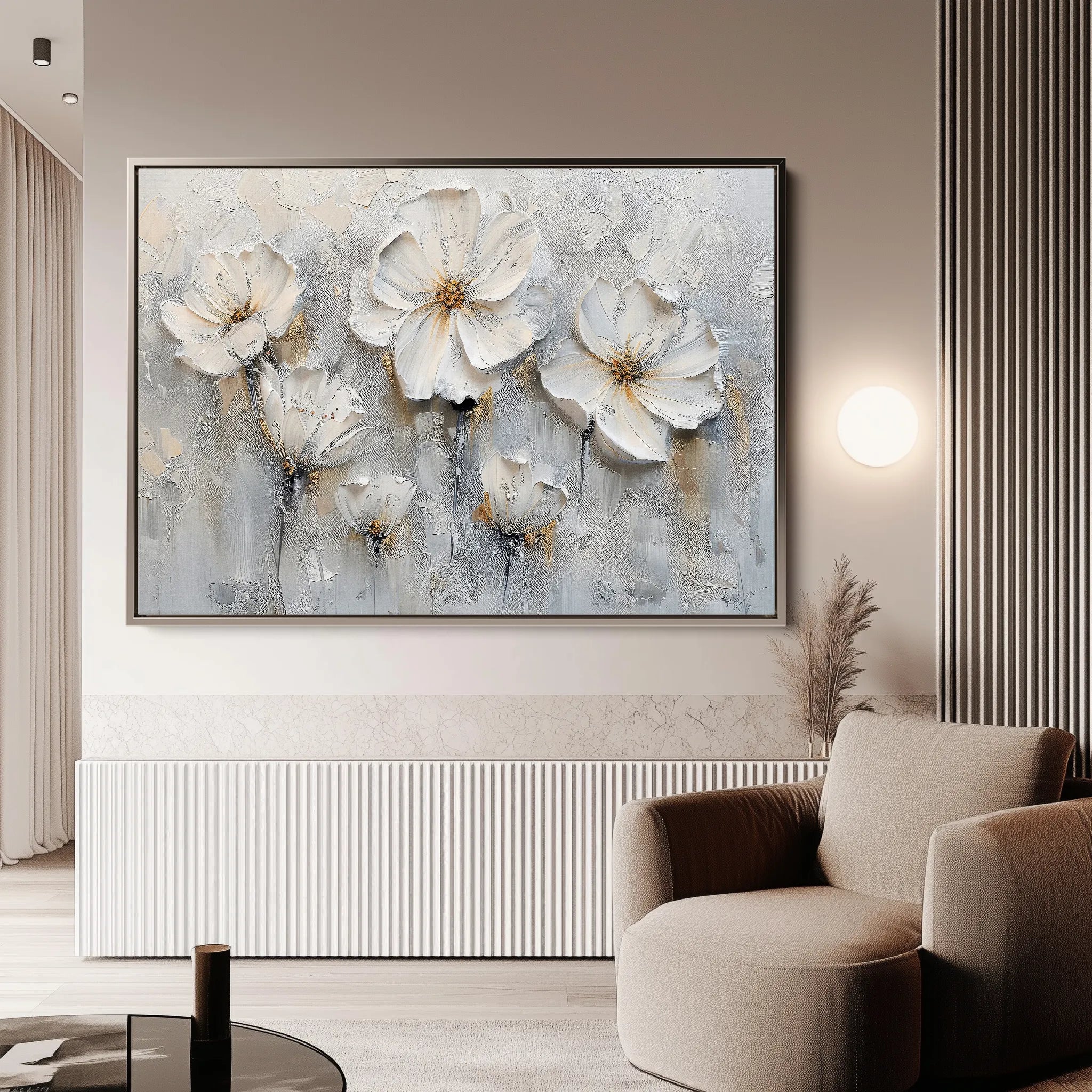 Floral 040 Canvas Art 18" x 24" / 45 x 60 cm / Black