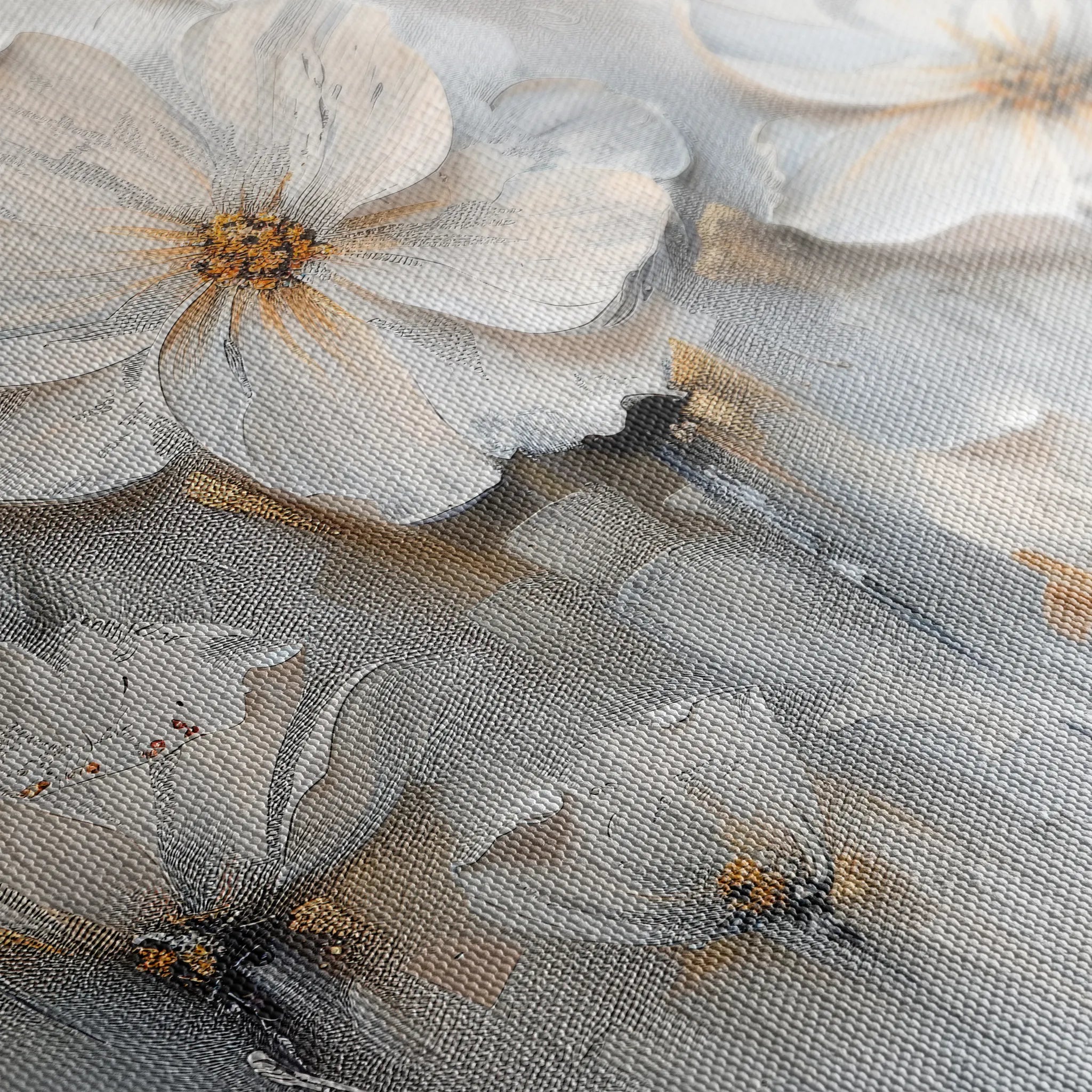 Floral 040 Canvas Art 18" x 24" / 45 x 60 cm / Black
