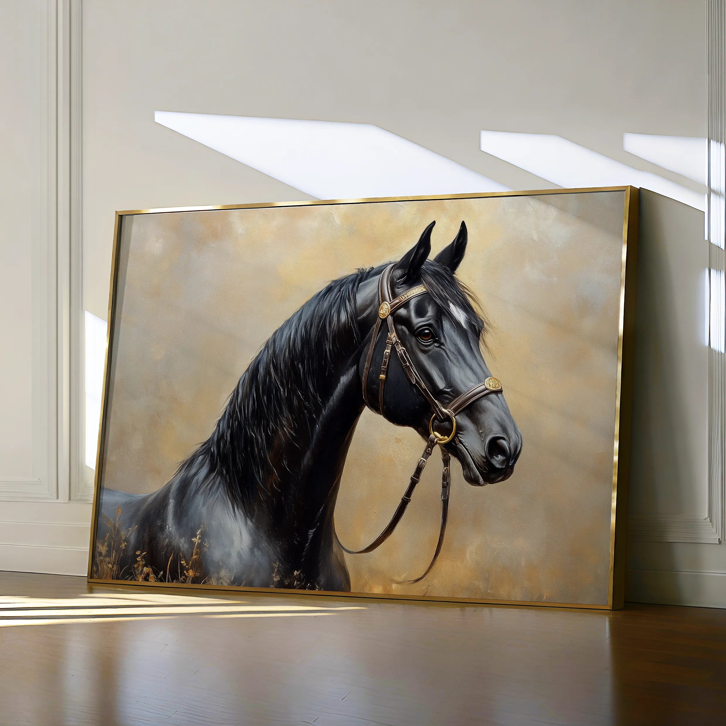 Horses 041 Canvas Art 18" x 24" / 45 x 60 cm / Black
