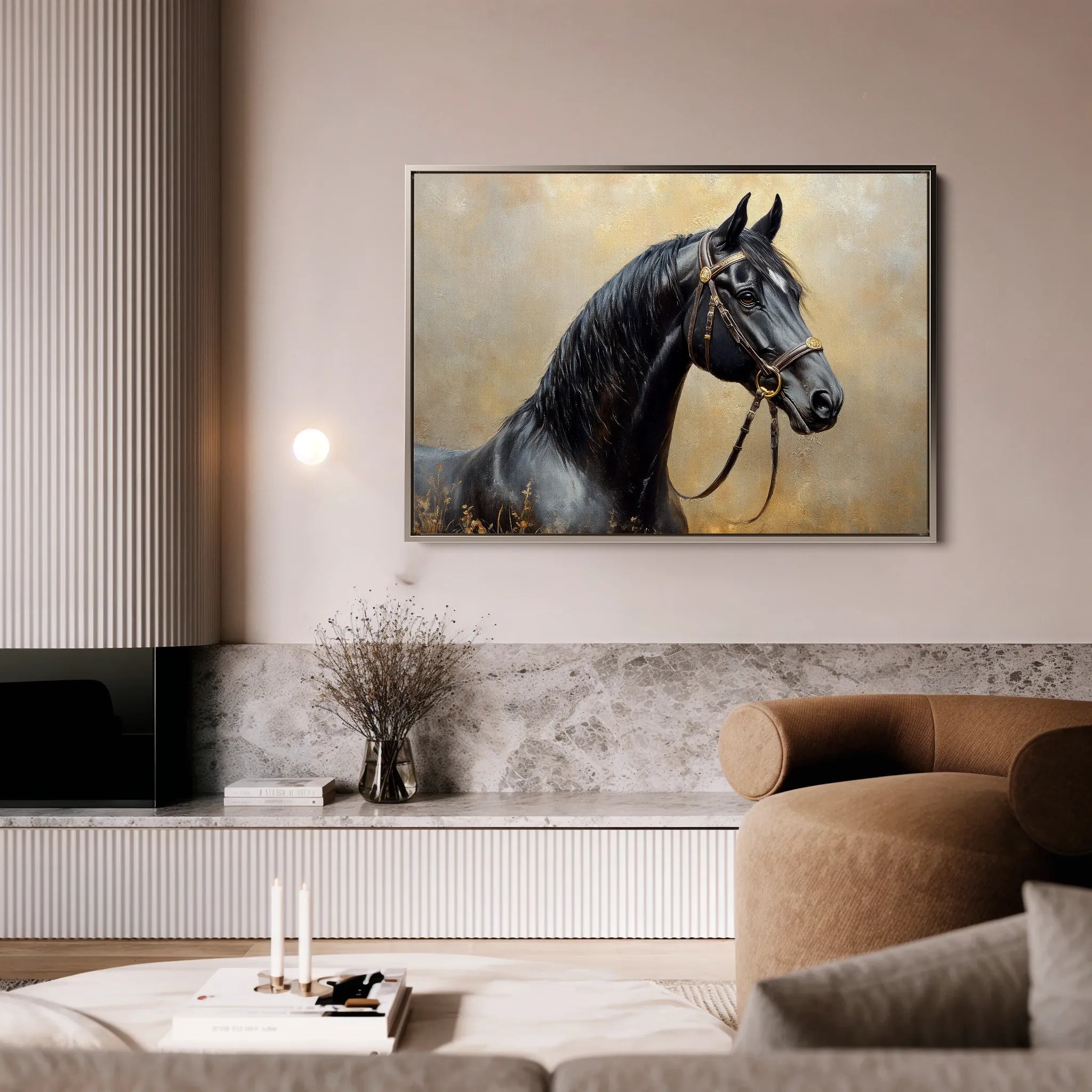 Horses 041 Canvas Art 18" x 24" / 45 x 60 cm / Black