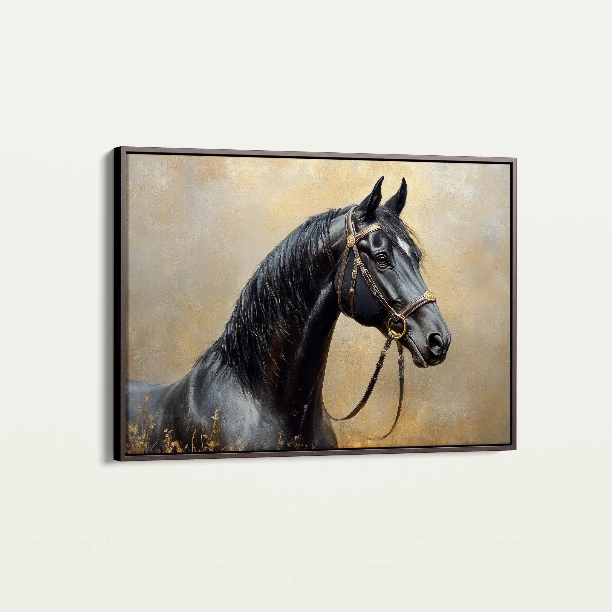 Horses 041 Canvas Art 18" x 24" / 45 x 60 cm / Black