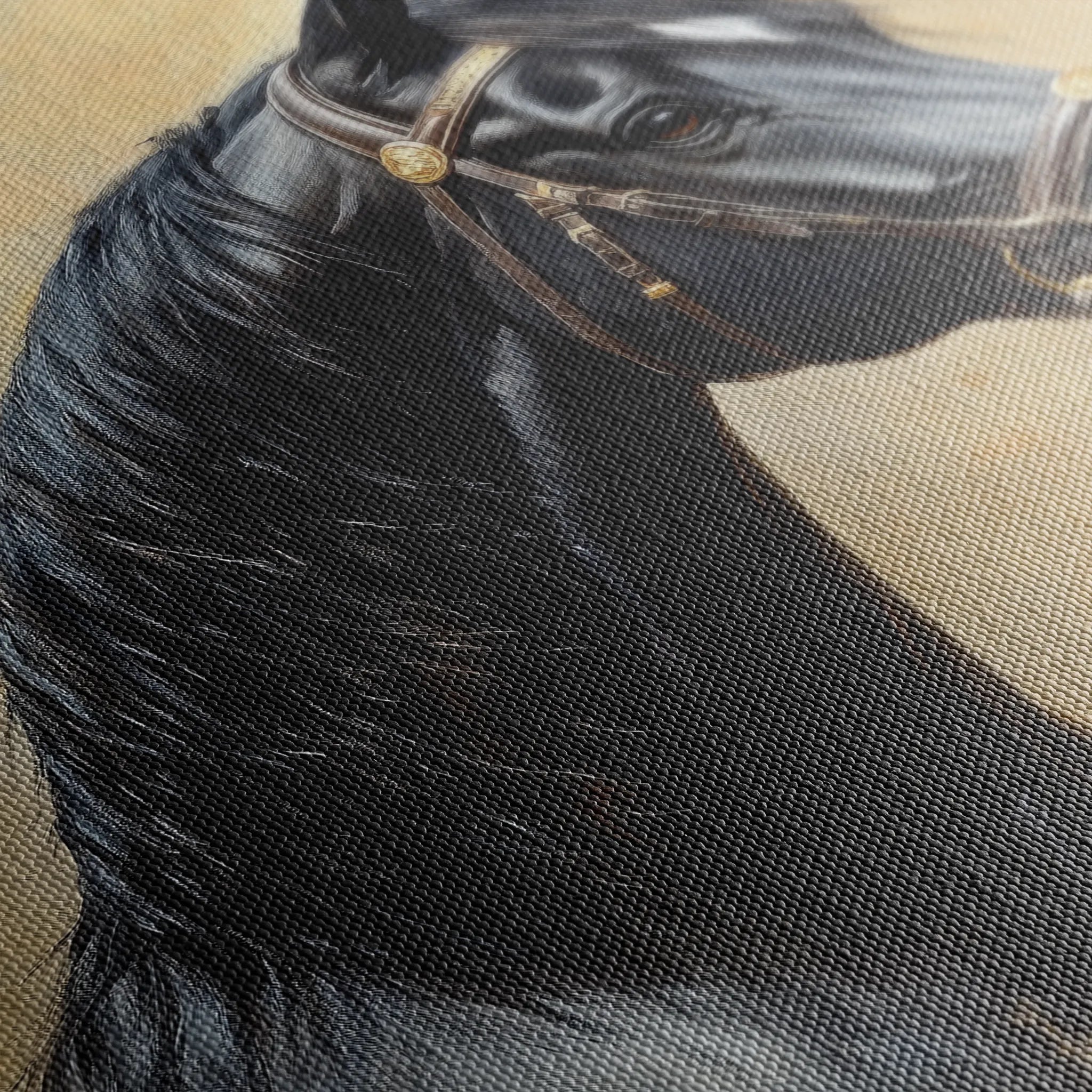 Horses 041 Canvas Art 18" x 24" / 45 x 60 cm / Black