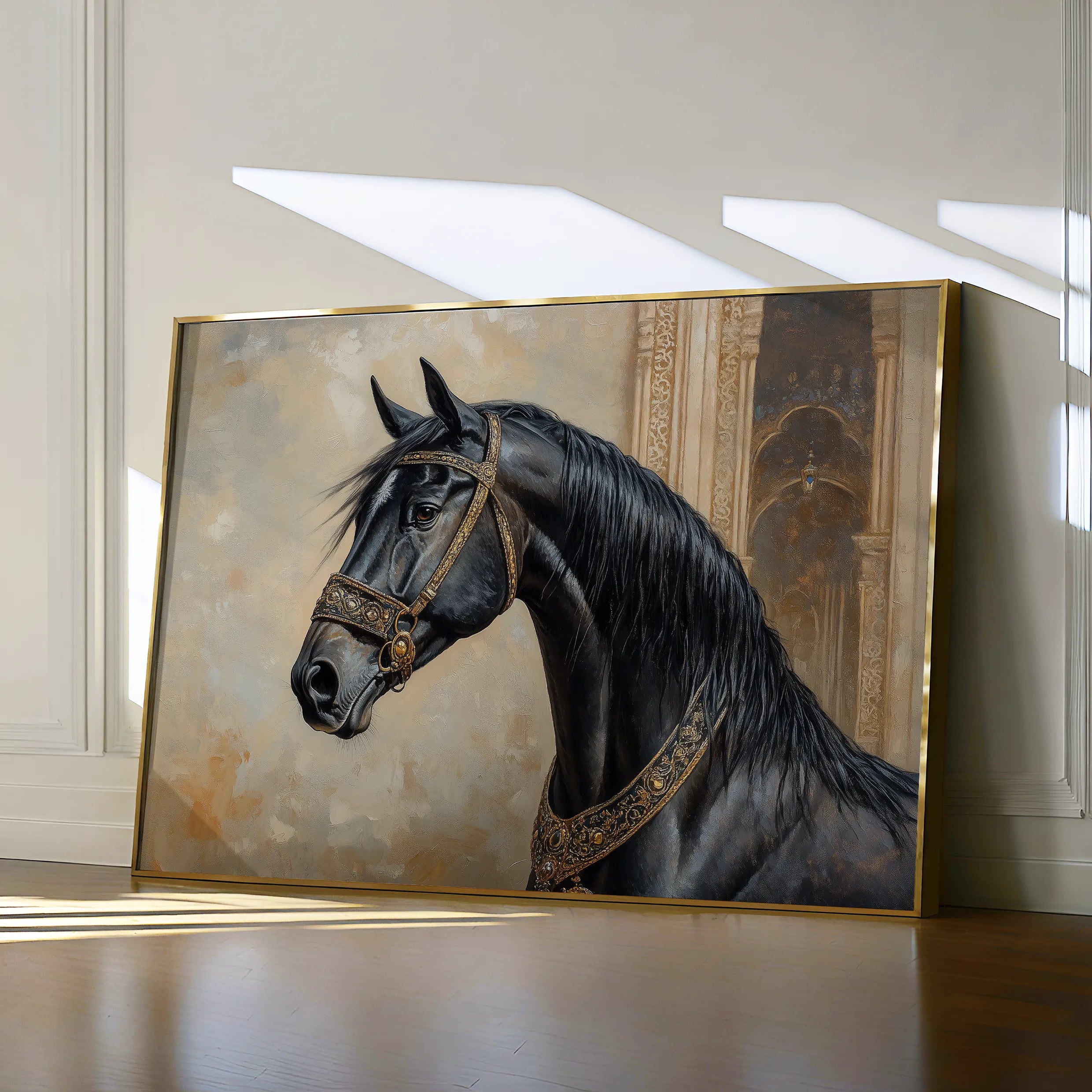 Horses 042 Canvas Art 18" x 24" / 45 x 60 cm / Black