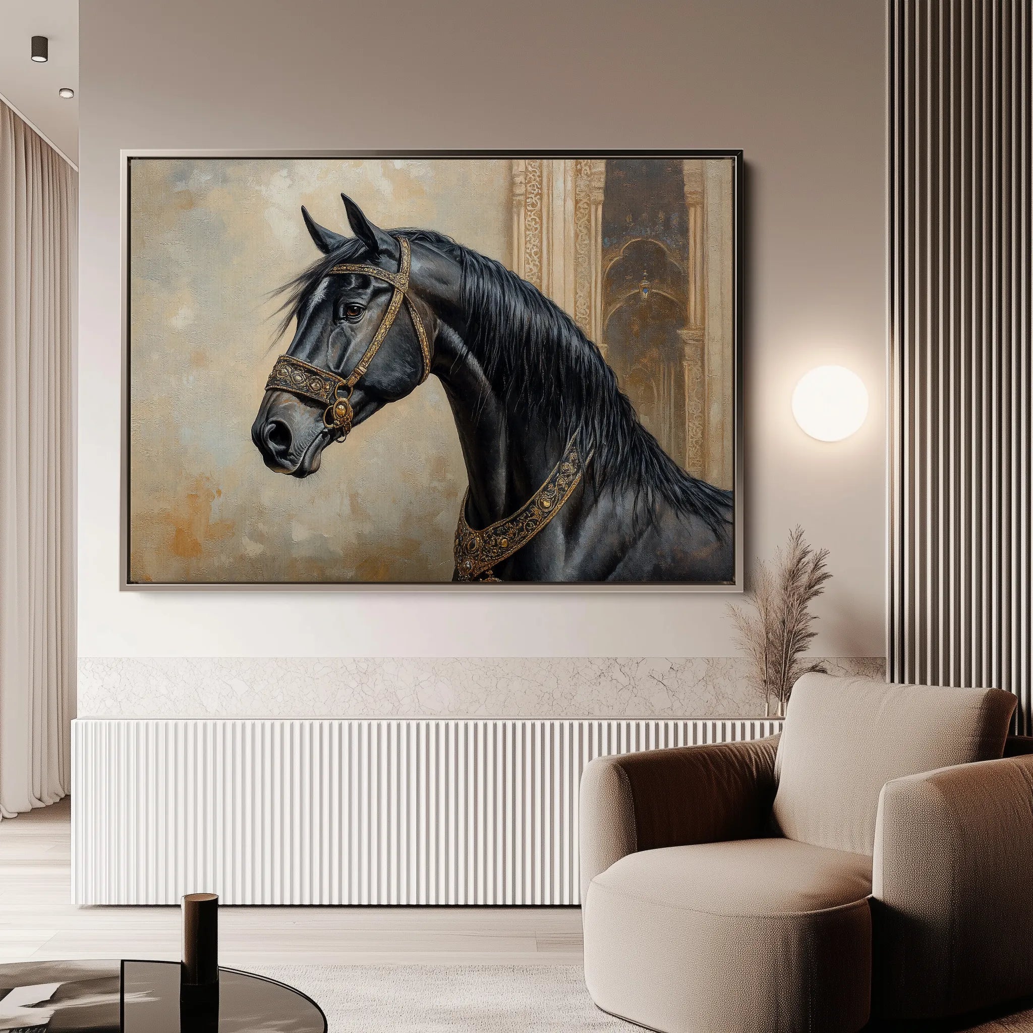 Horses 042 Canvas Art 18" x 24" / 45 x 60 cm / Black