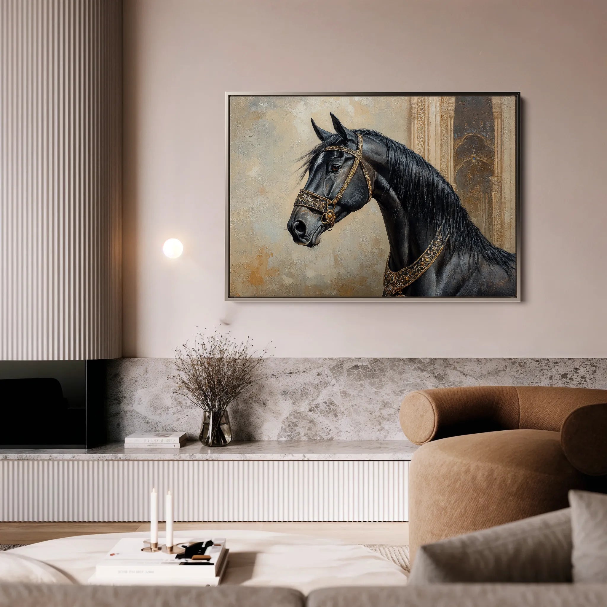 Horses 042 Canvas Art 18" x 24" / 45 x 60 cm / Black