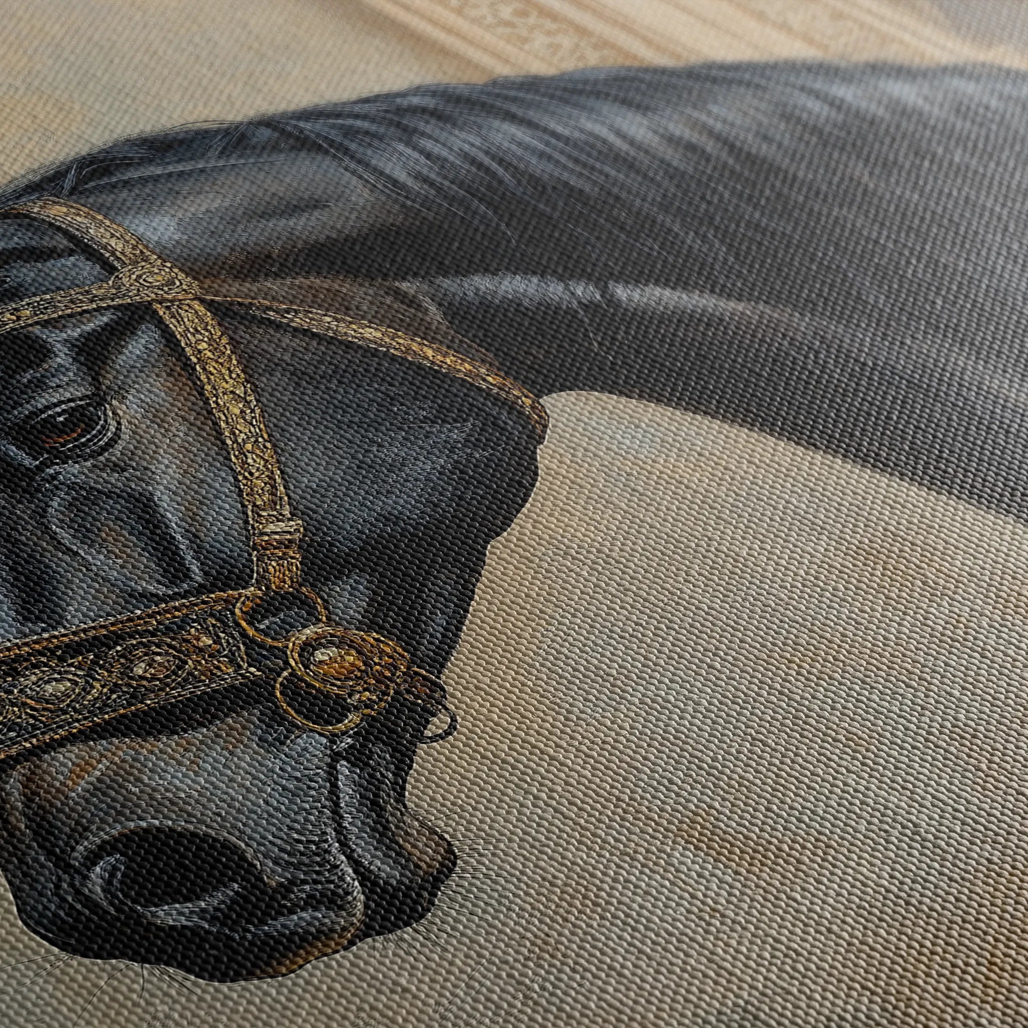 Horses 042 Canvas Art 18" x 24" / 45 x 60 cm / Black