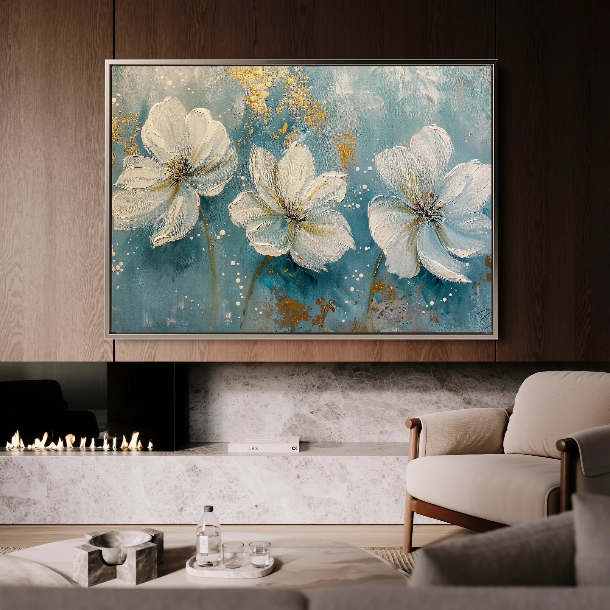 Floral 043 Canvas Art 18" x 24" / 45 x 60 cm / Black