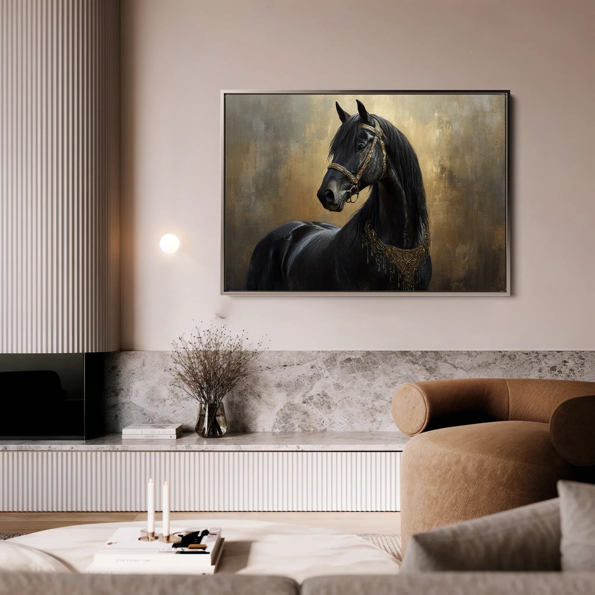 Horses 043 Canvas Art 18" x 24" / 45 x 60 cm / Black