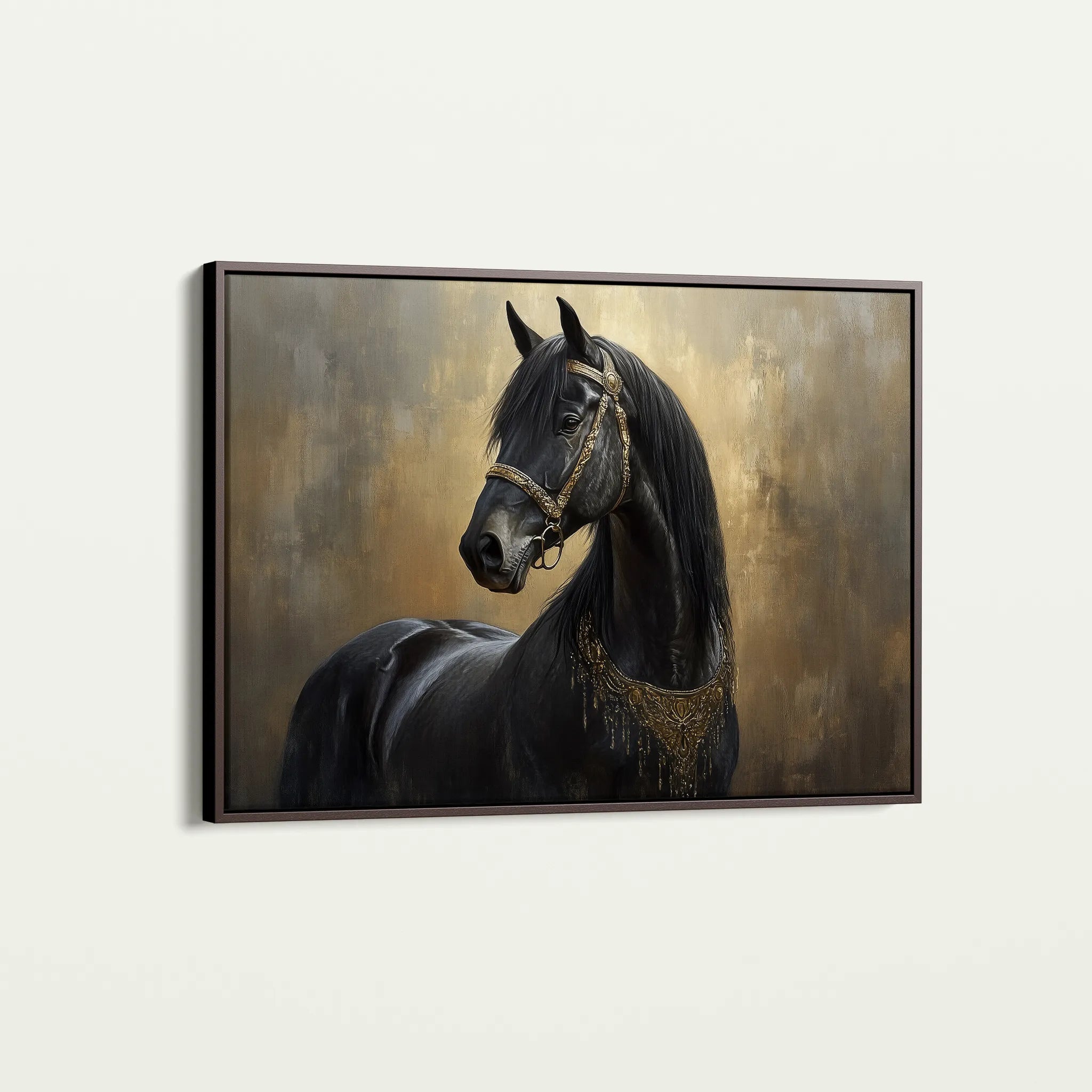 Horses 043 Canvas Art 18" x 24" / 45 x 60 cm / Black