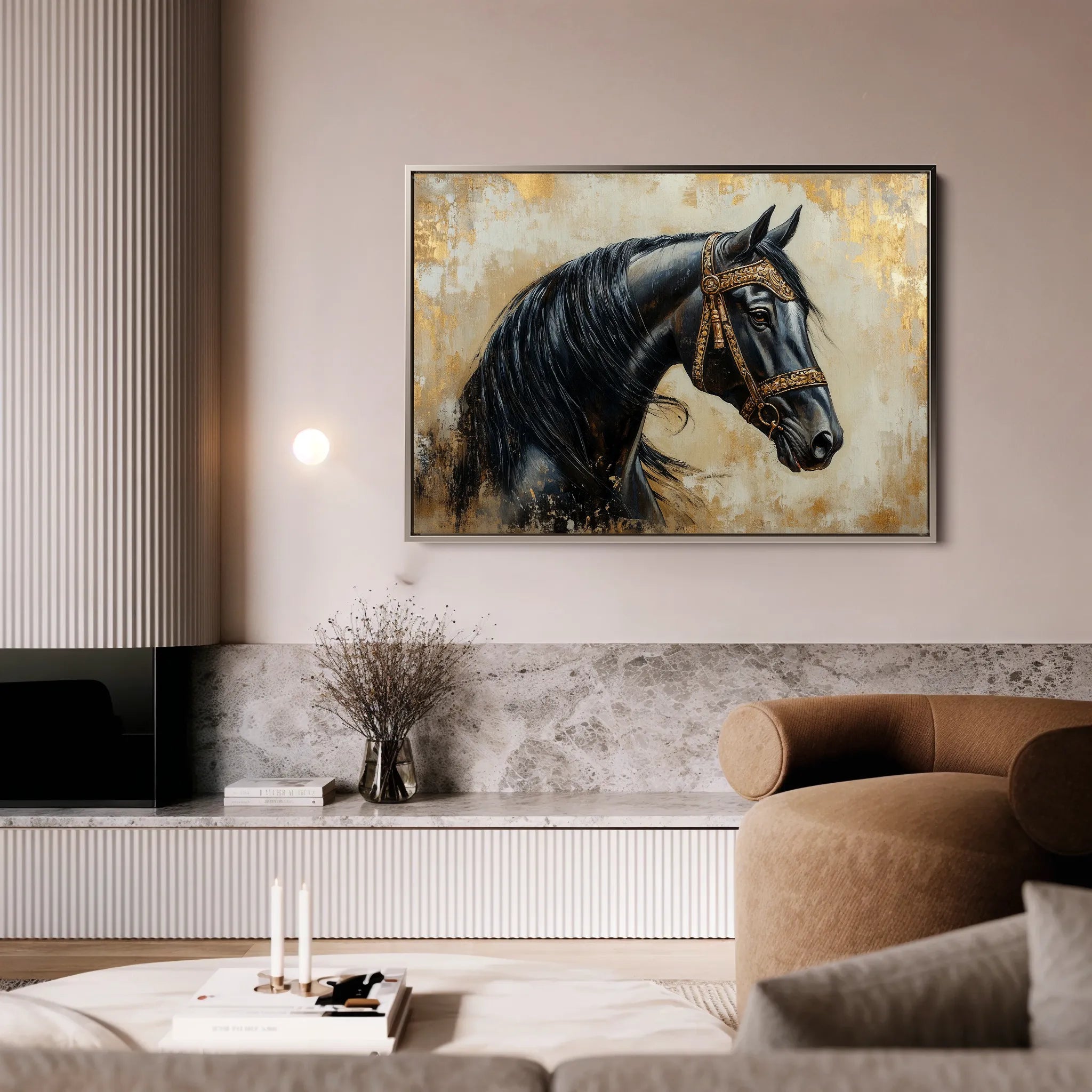 Horses 044 Canvas Art 18" x 24" / 45 x 60 cm / Black