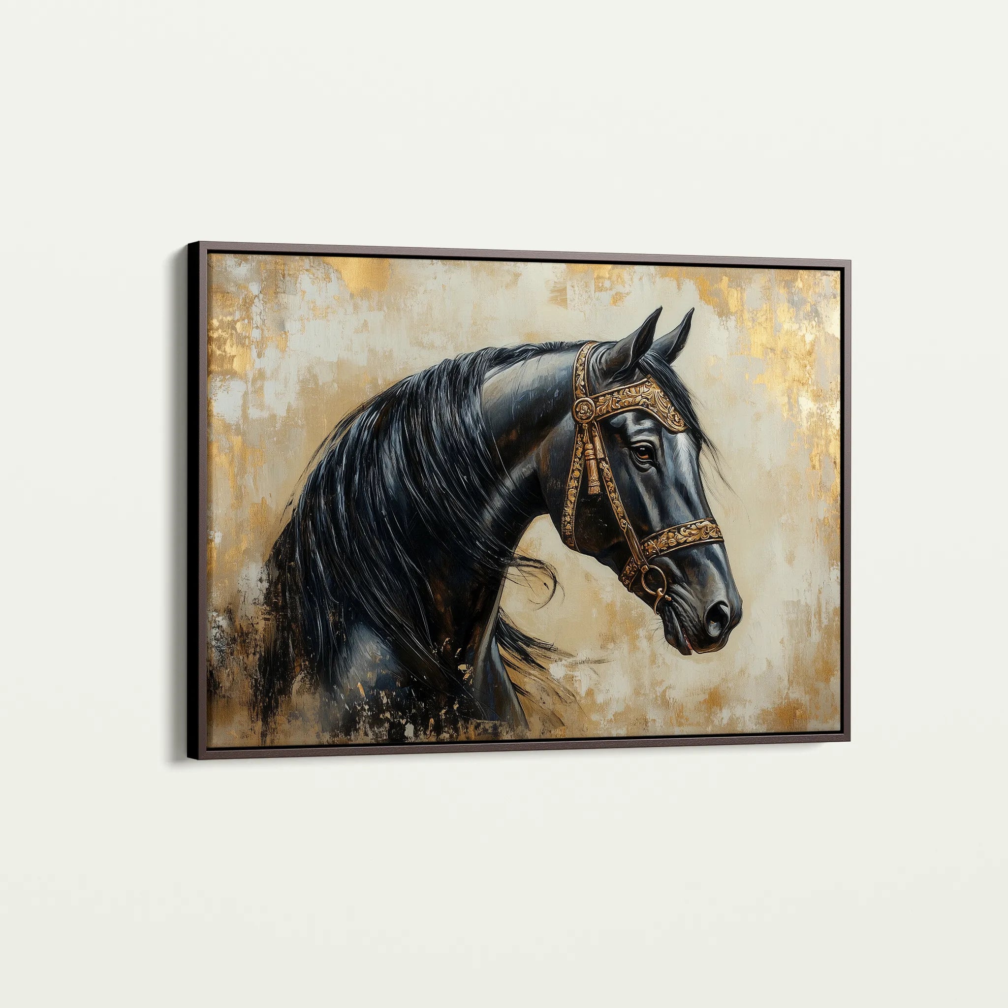 Horses 044 Canvas Art 18" x 24" / 45 x 60 cm / Black