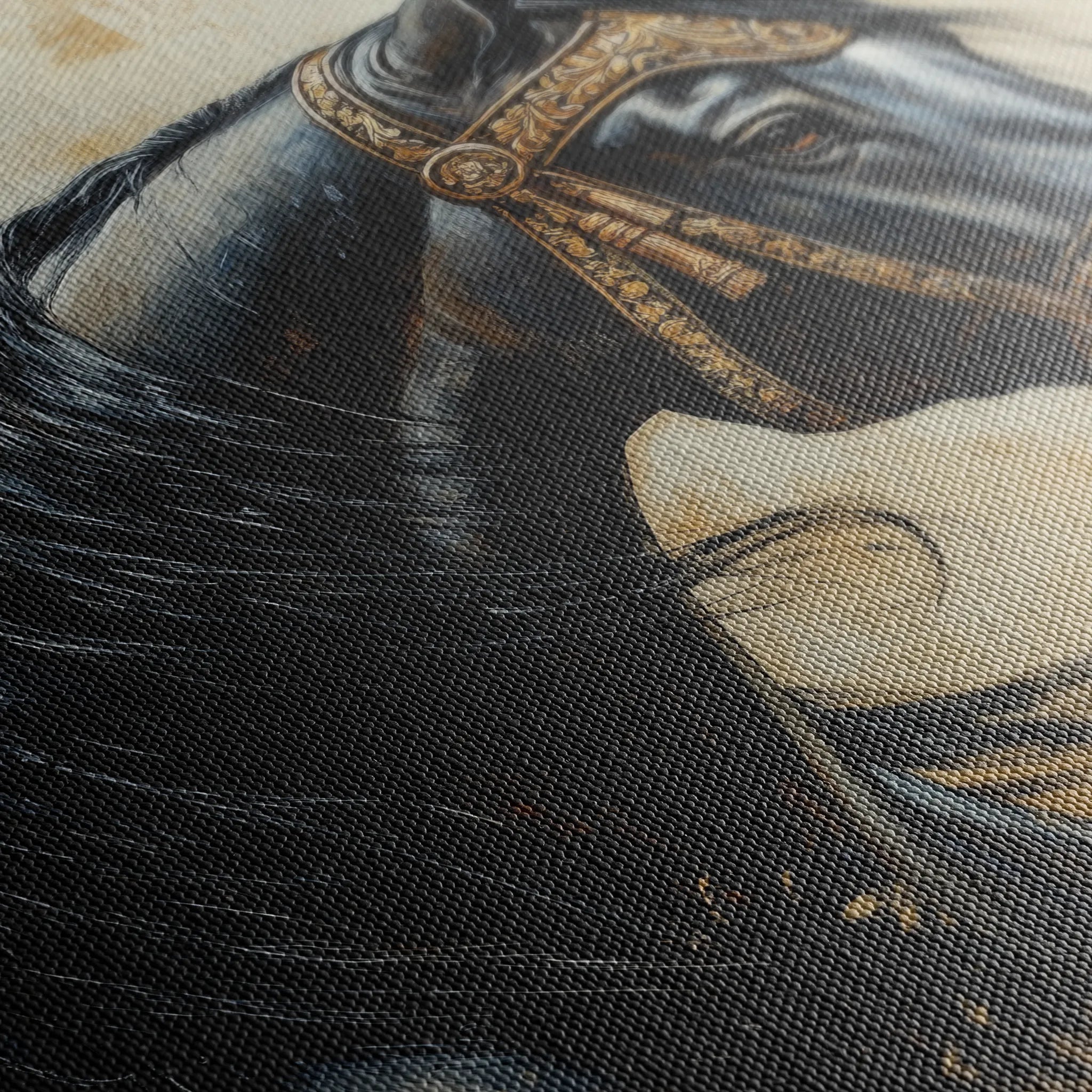 Horses 044 Canvas Art 18" x 24" / 45 x 60 cm / Black