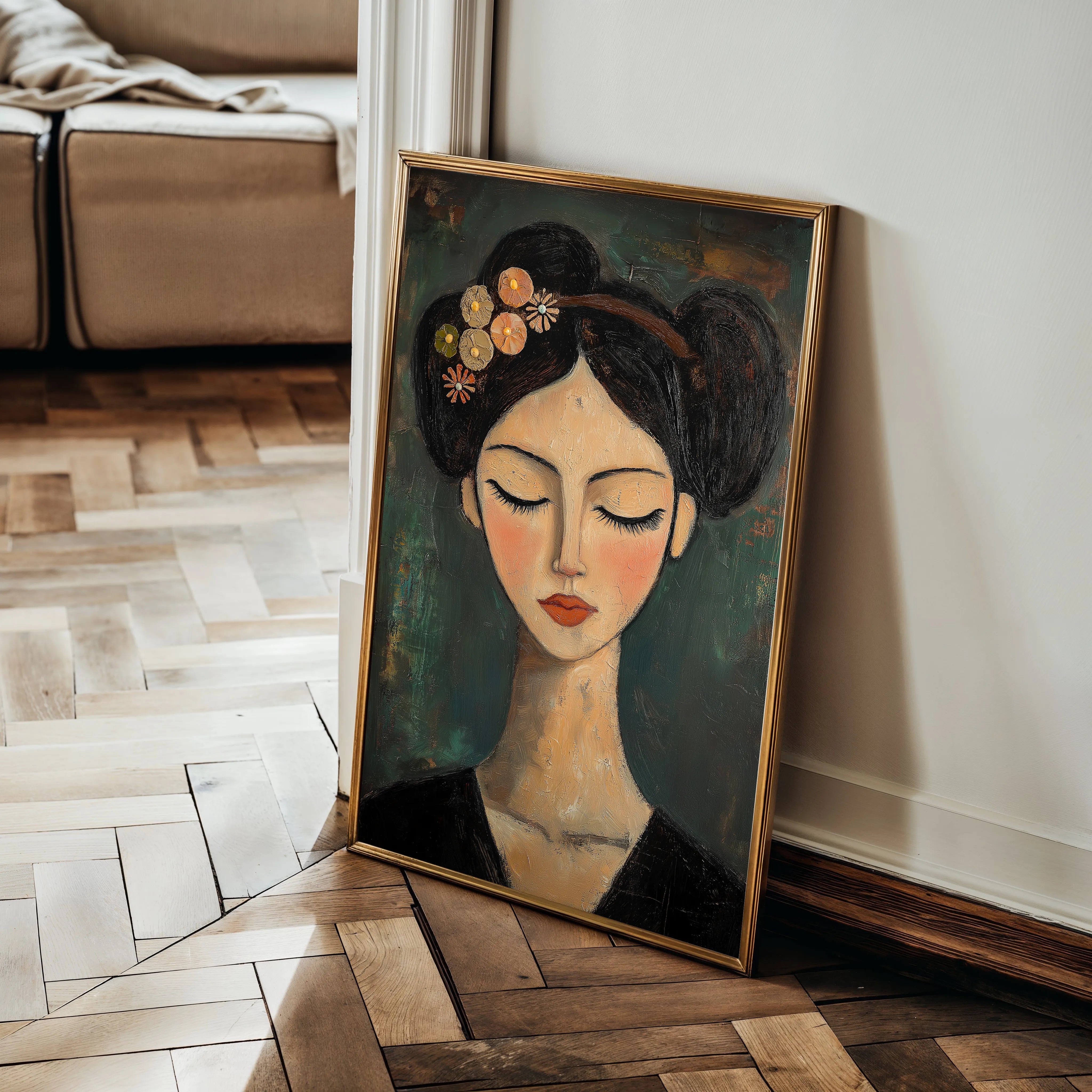 Portrait 044 Canvas Art 18" x 24" / 45 x 60 cm / Black