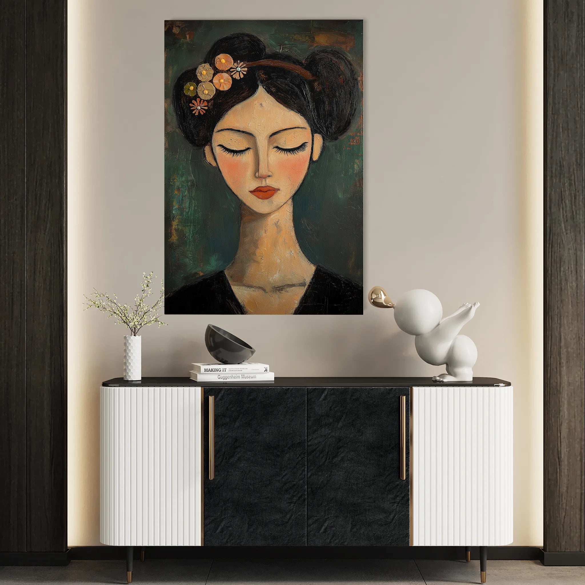 Portrait 044 Canvas Art 18" x 24" / 45 x 60 cm / Black