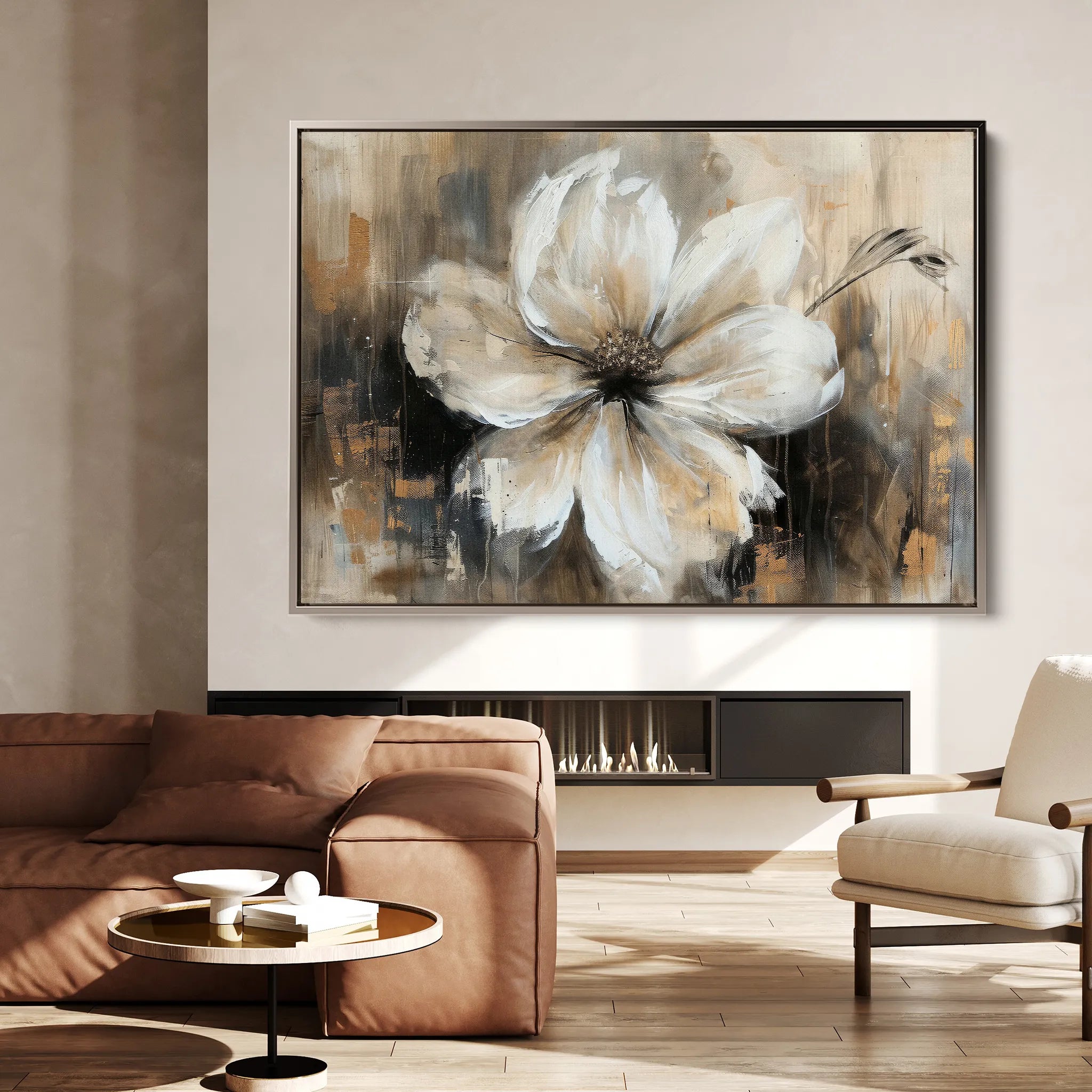 Floral 045 Canvas Art 18" x 24" / 45 x 60 cm / Black