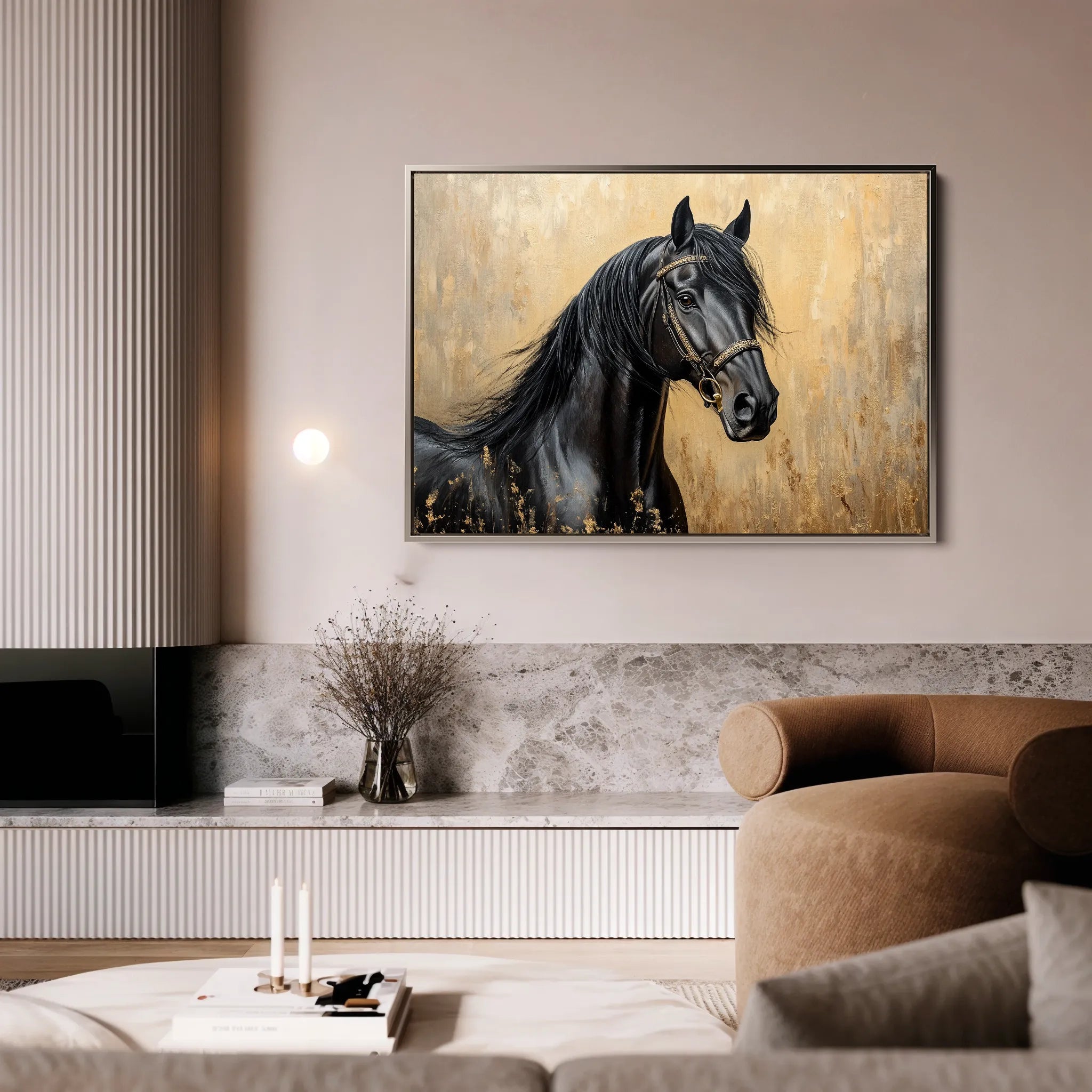 Horses 045 Canvas Art 18" x 24" / 45 x 60 cm / Black