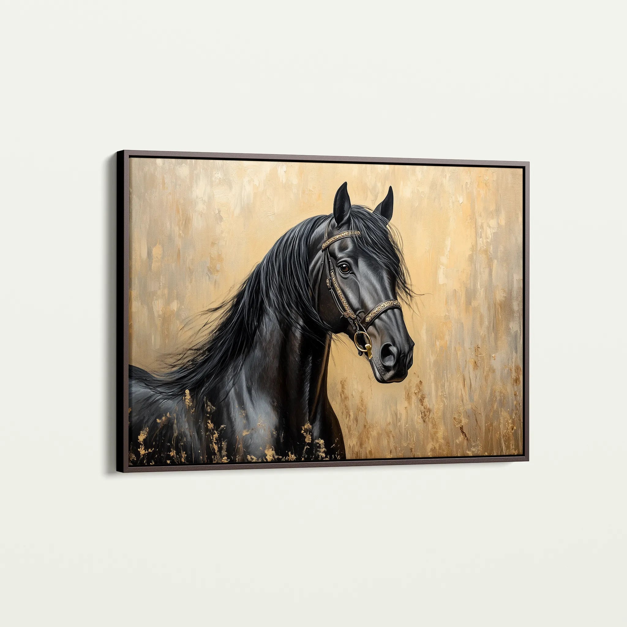 Horses 045 Canvas Art 18" x 24" / 45 x 60 cm / Black
