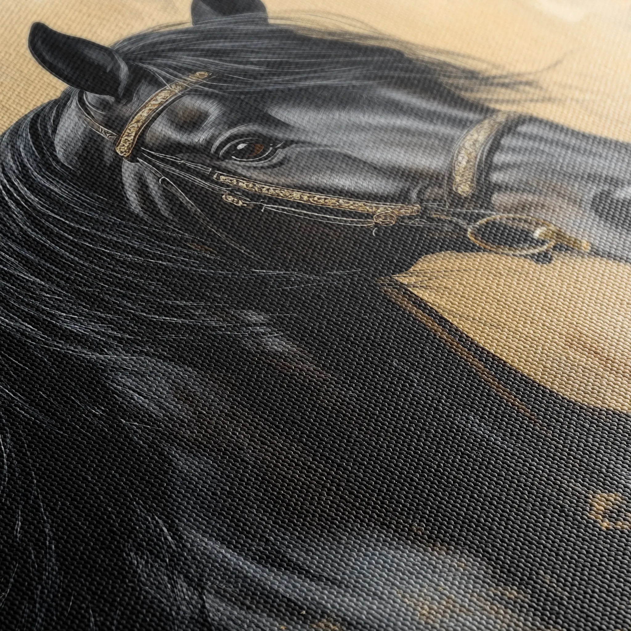 Horses 045 Canvas Art 18" x 24" / 45 x 60 cm / Black