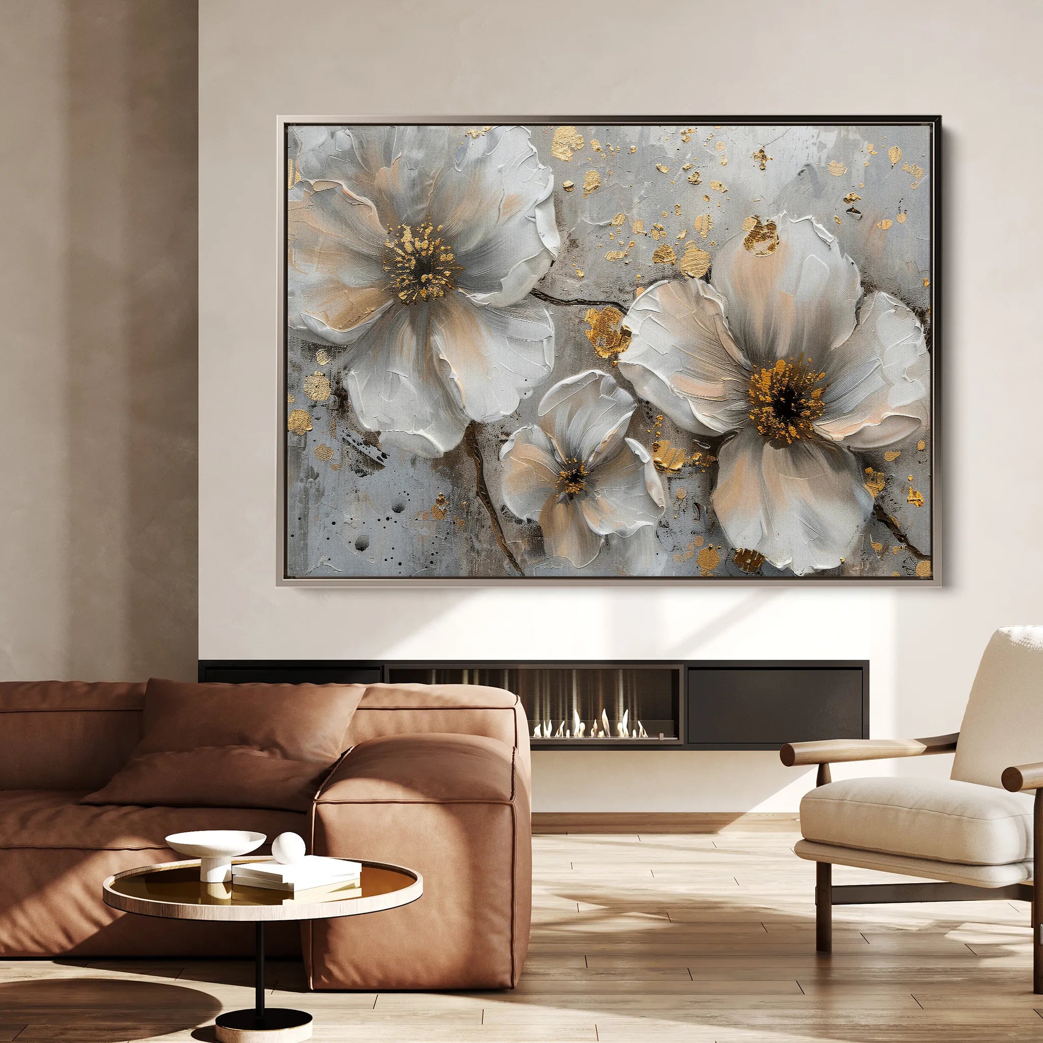 Floral 046 Canvas Art 18" x 24" / 45 x 60 cm / Black