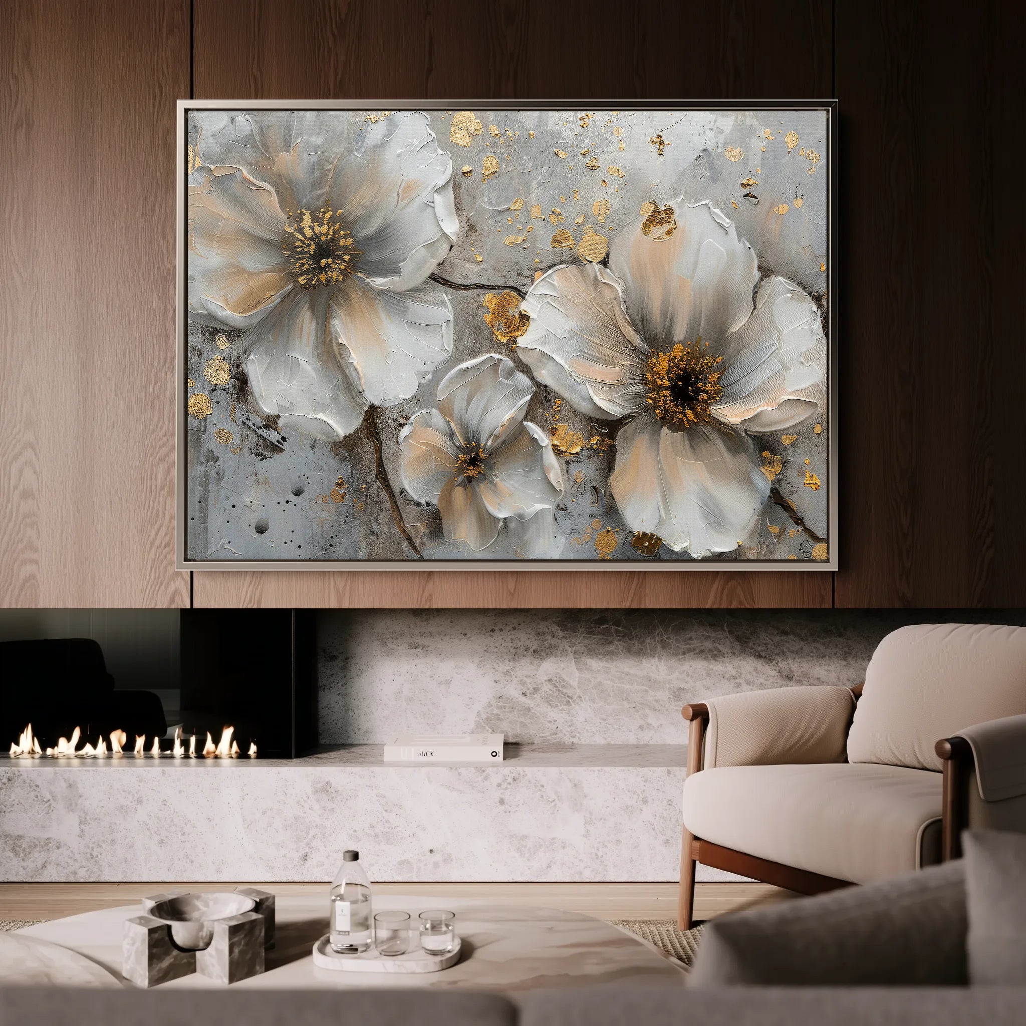 Floral 046 Canvas Art 18" x 24" / 45 x 60 cm / Black