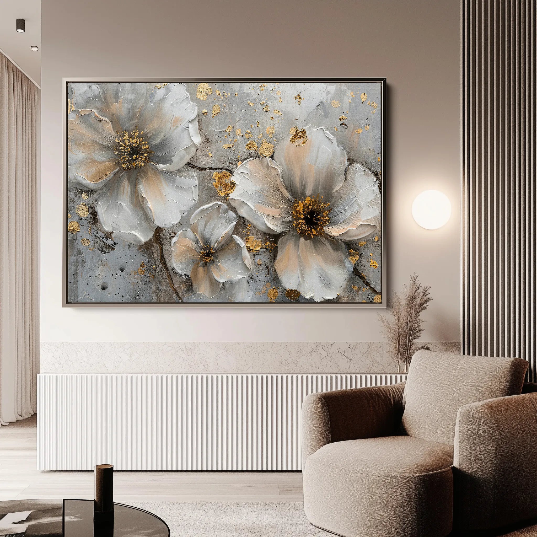 Floral 046 Canvas Art 18" x 24" / 45 x 60 cm / Black