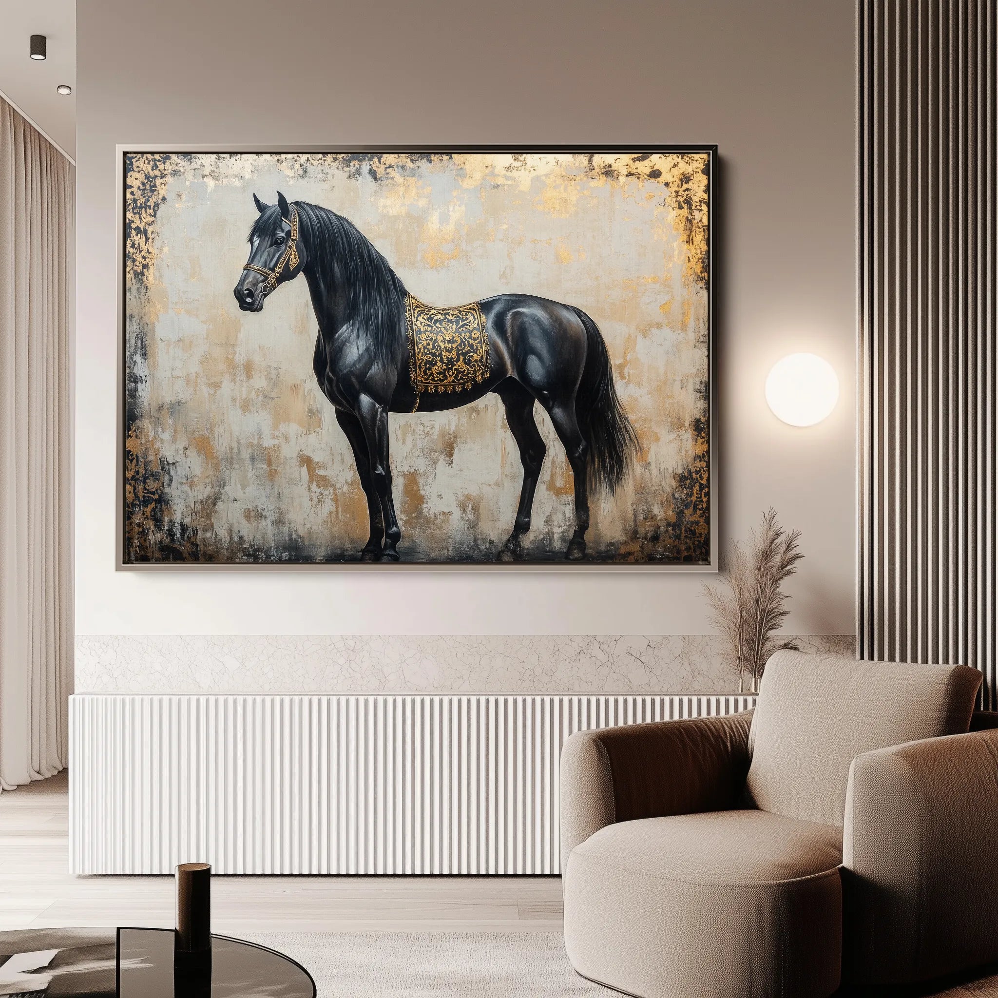 Horses 046 Canvas Art 18" x 24" / 45 x 60 cm / Black