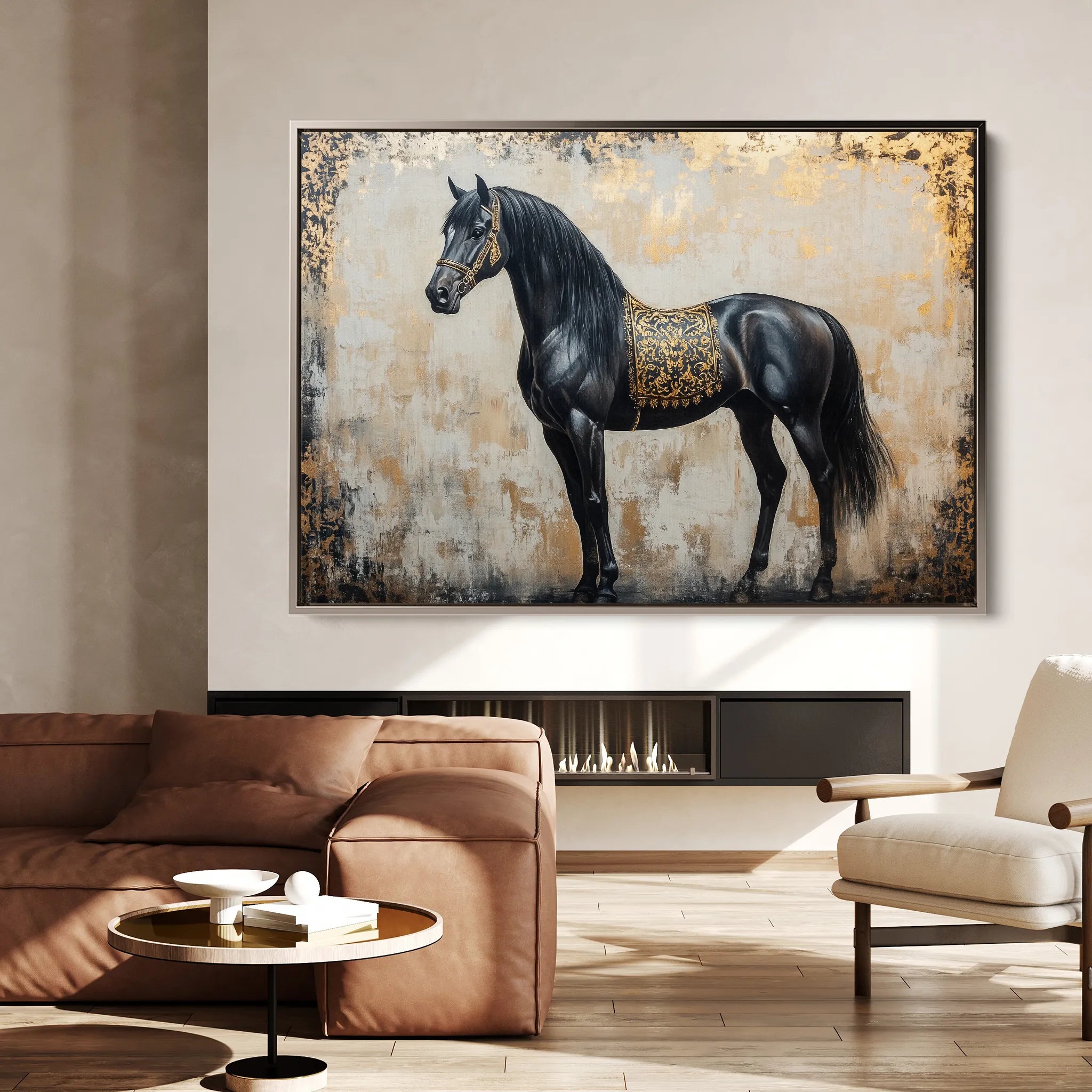 Horses 046 Canvas Art 18" x 24" / 45 x 60 cm / Black
