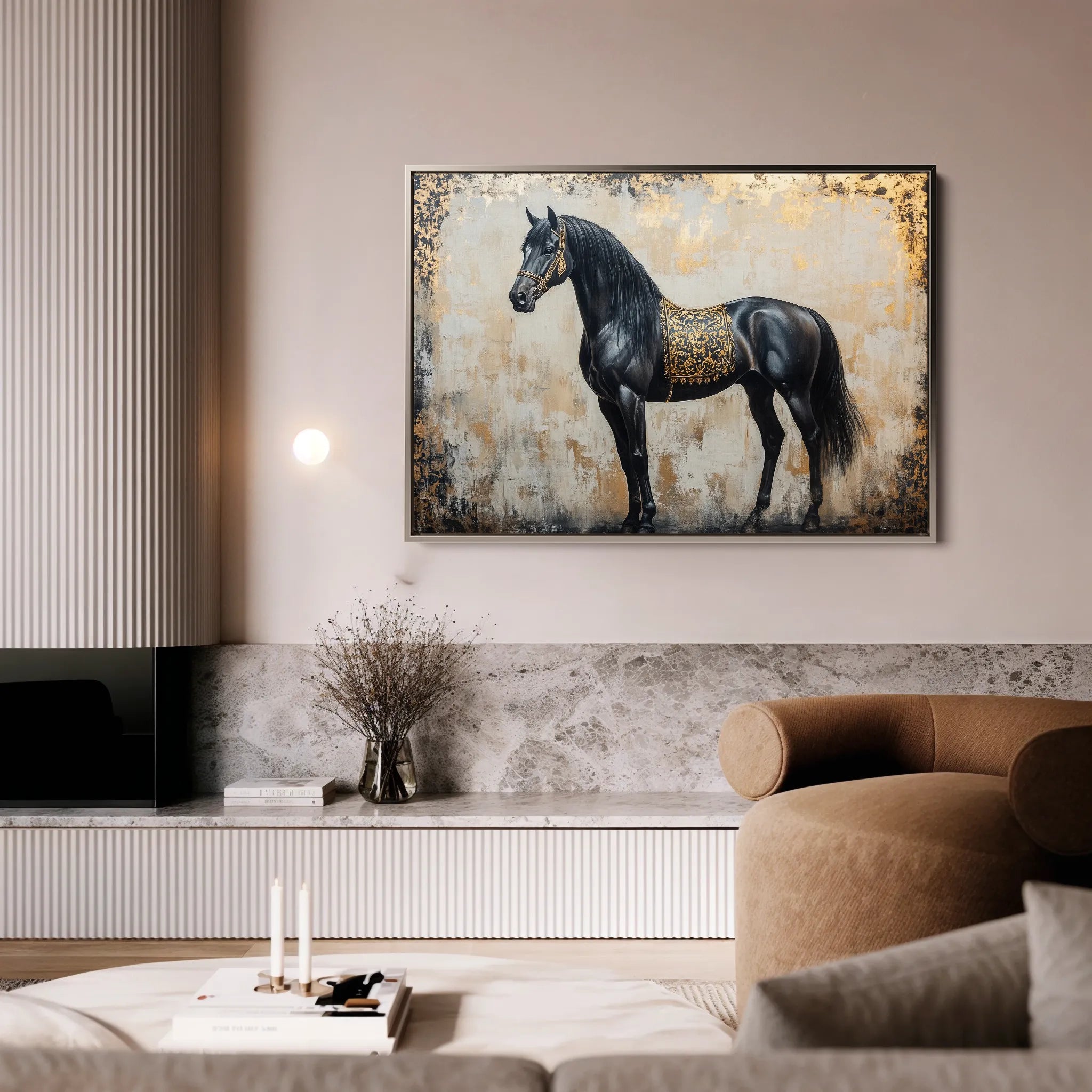 Horses 046 Canvas Art 18" x 24" / 45 x 60 cm / Black