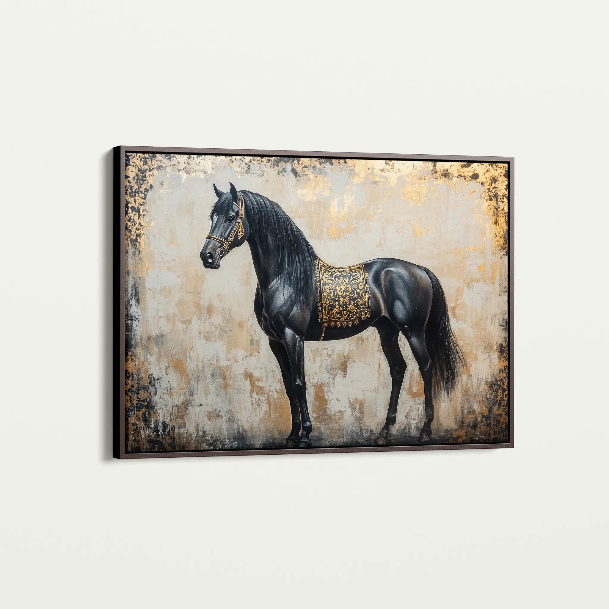 Horses 046 Canvas Art 18" x 24" / 45 x 60 cm / Black