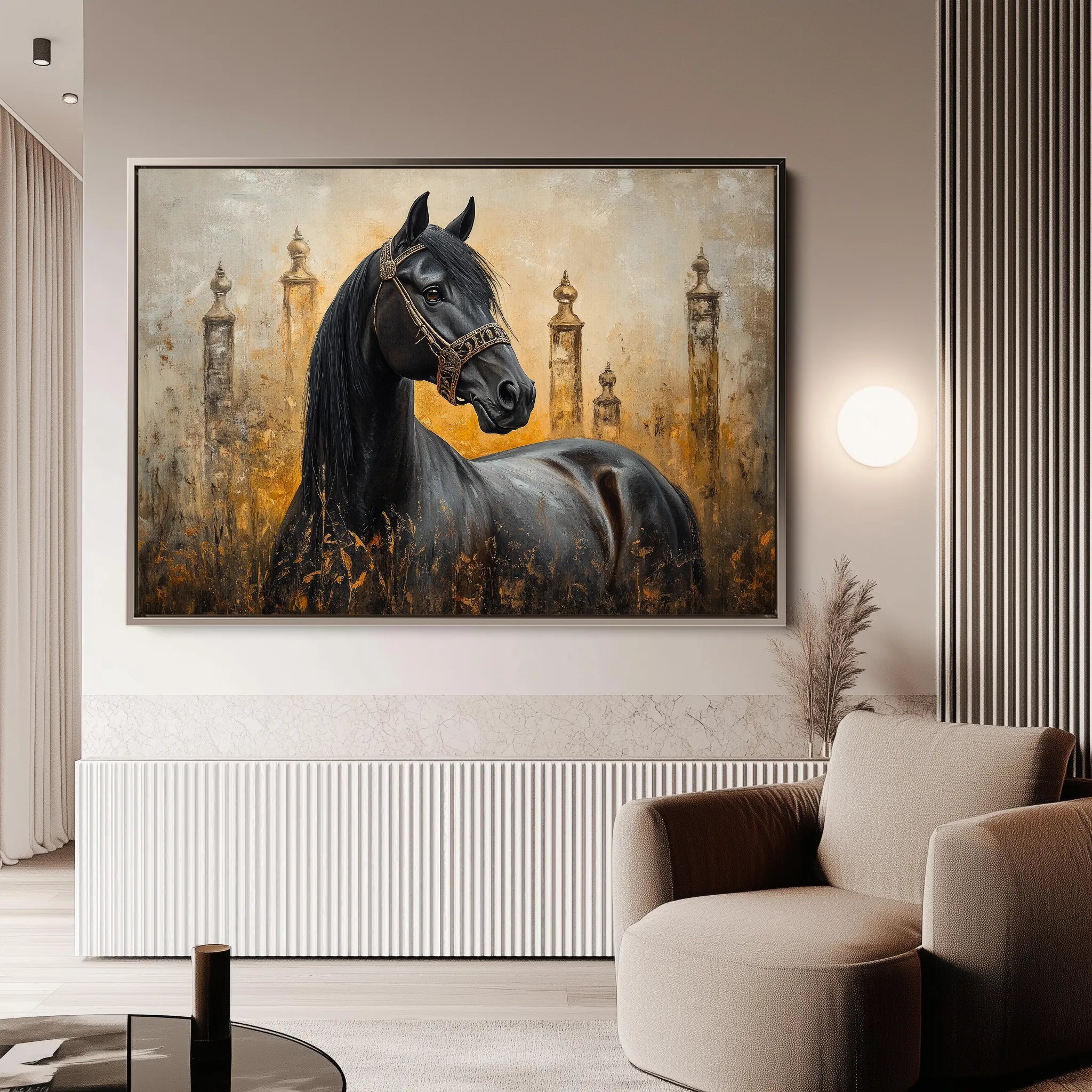 Horses 047 Canvas Art 18" x 24" / 45 x 60 cm / Black