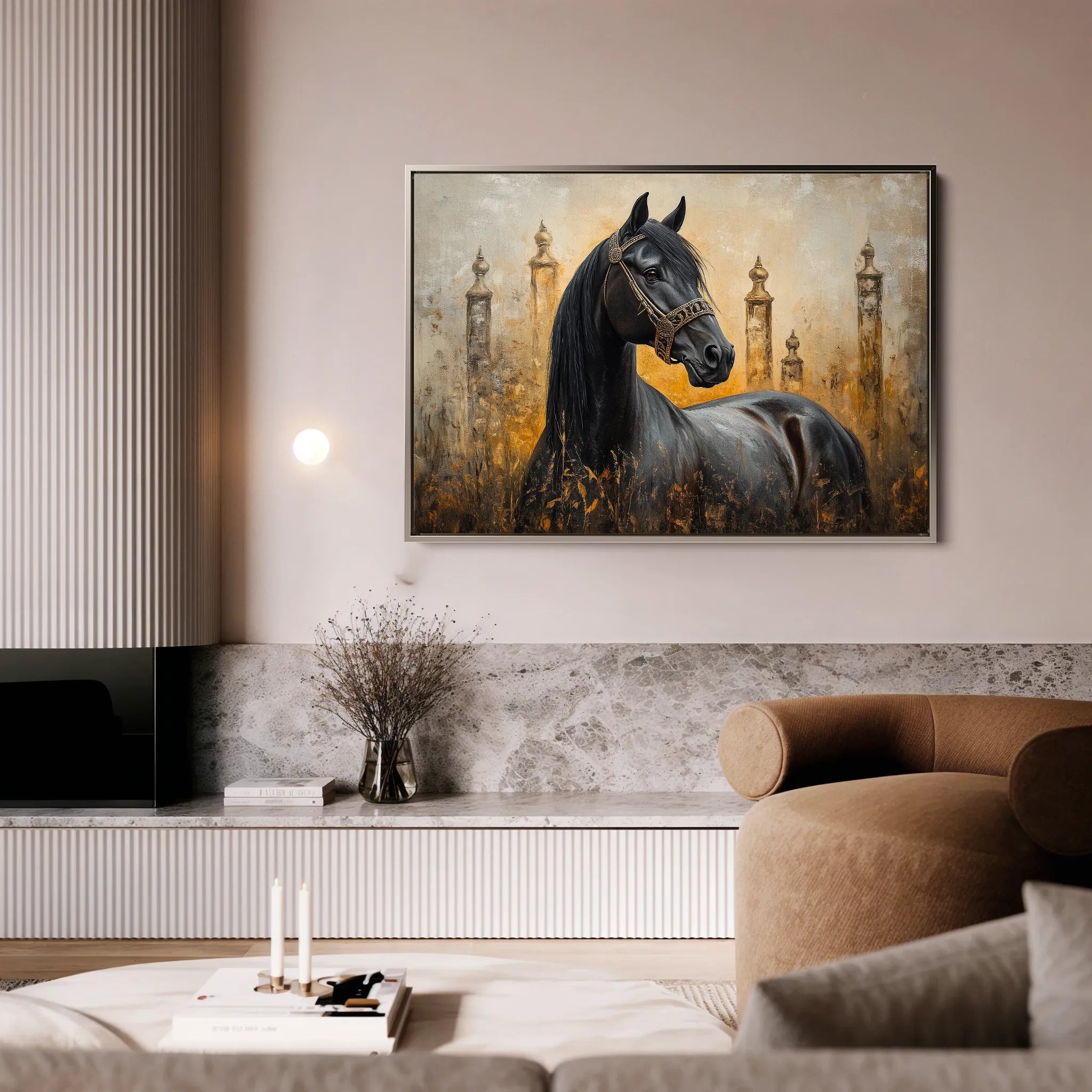 Horses 047 Canvas Art 18" x 24" / 45 x 60 cm / Black