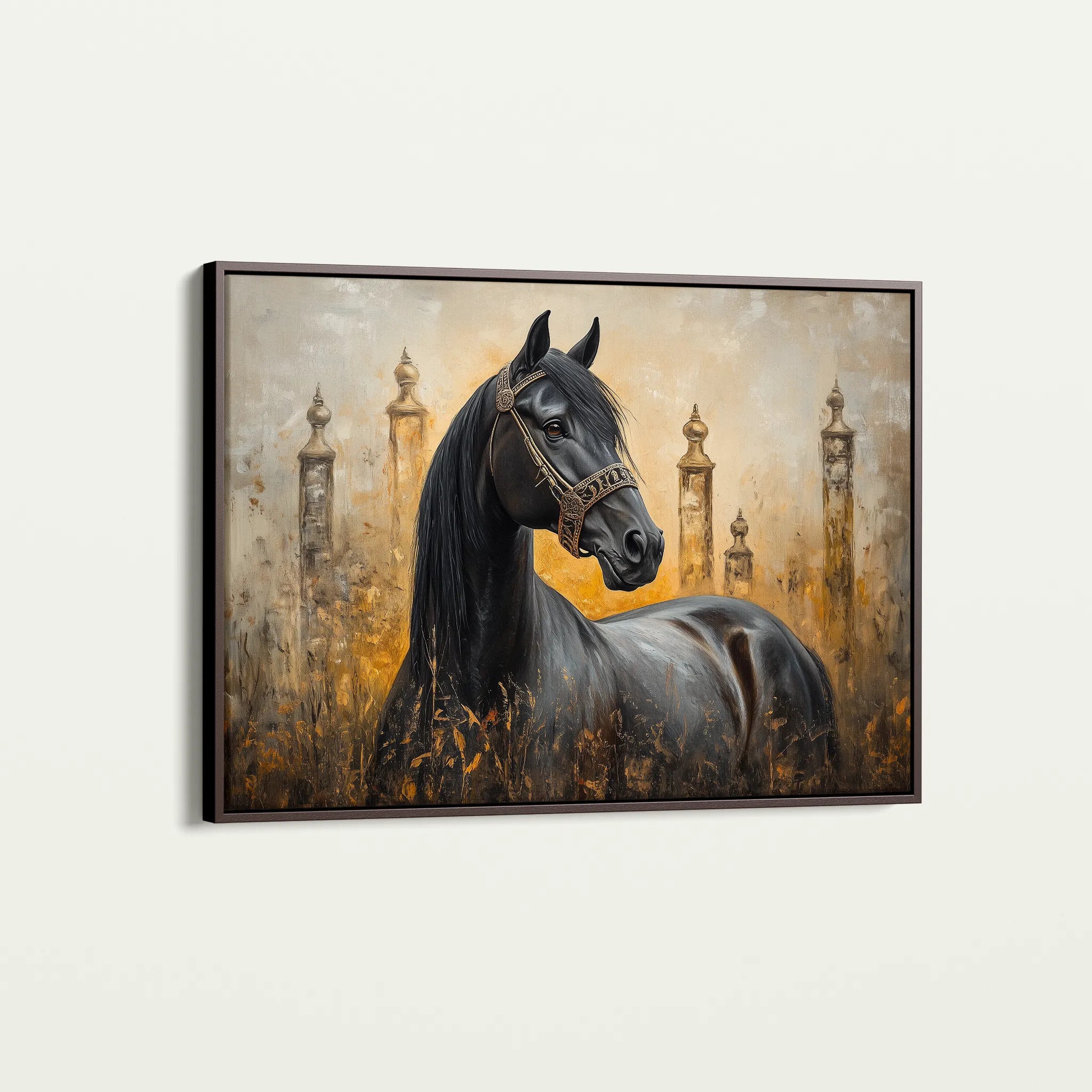 Horses 047 Canvas Art 18" x 24" / 45 x 60 cm / Black