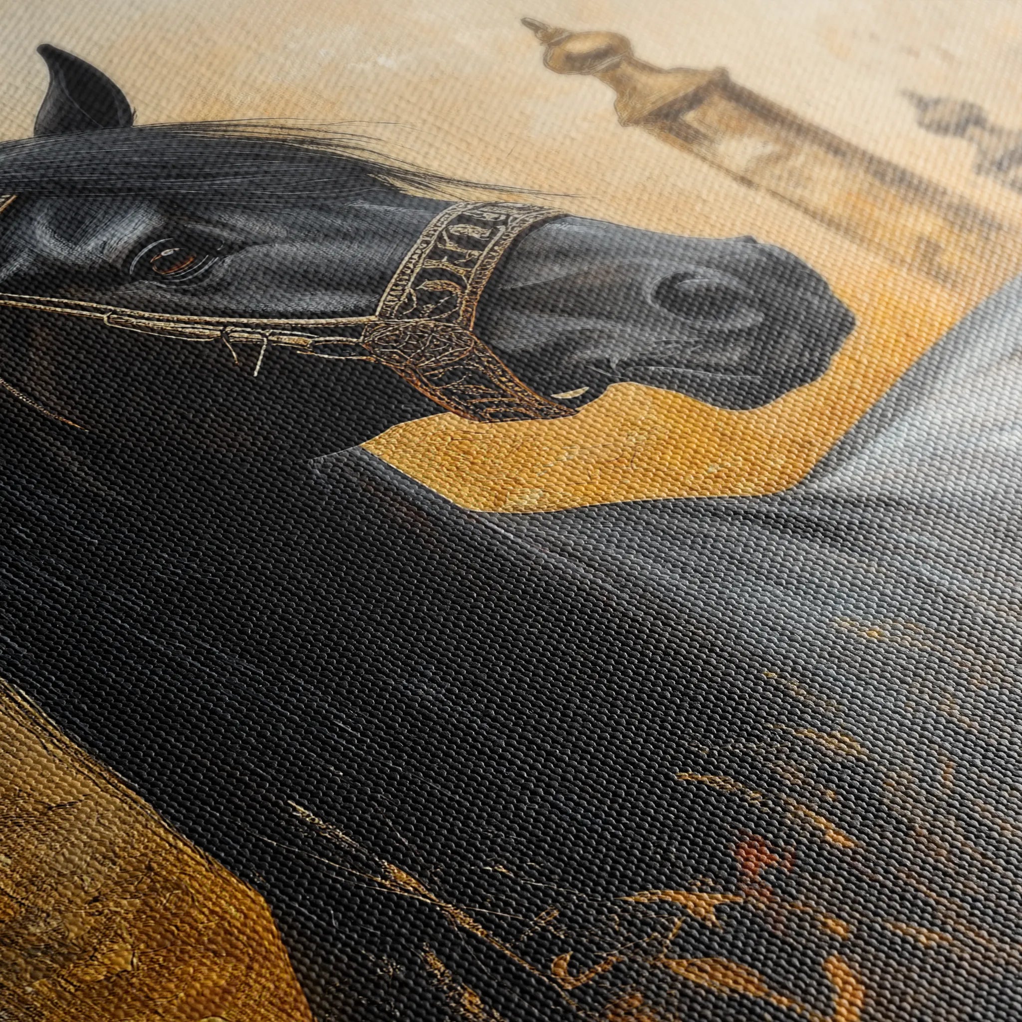 Horses 047 Canvas Art 18" x 24" / 45 x 60 cm / Black