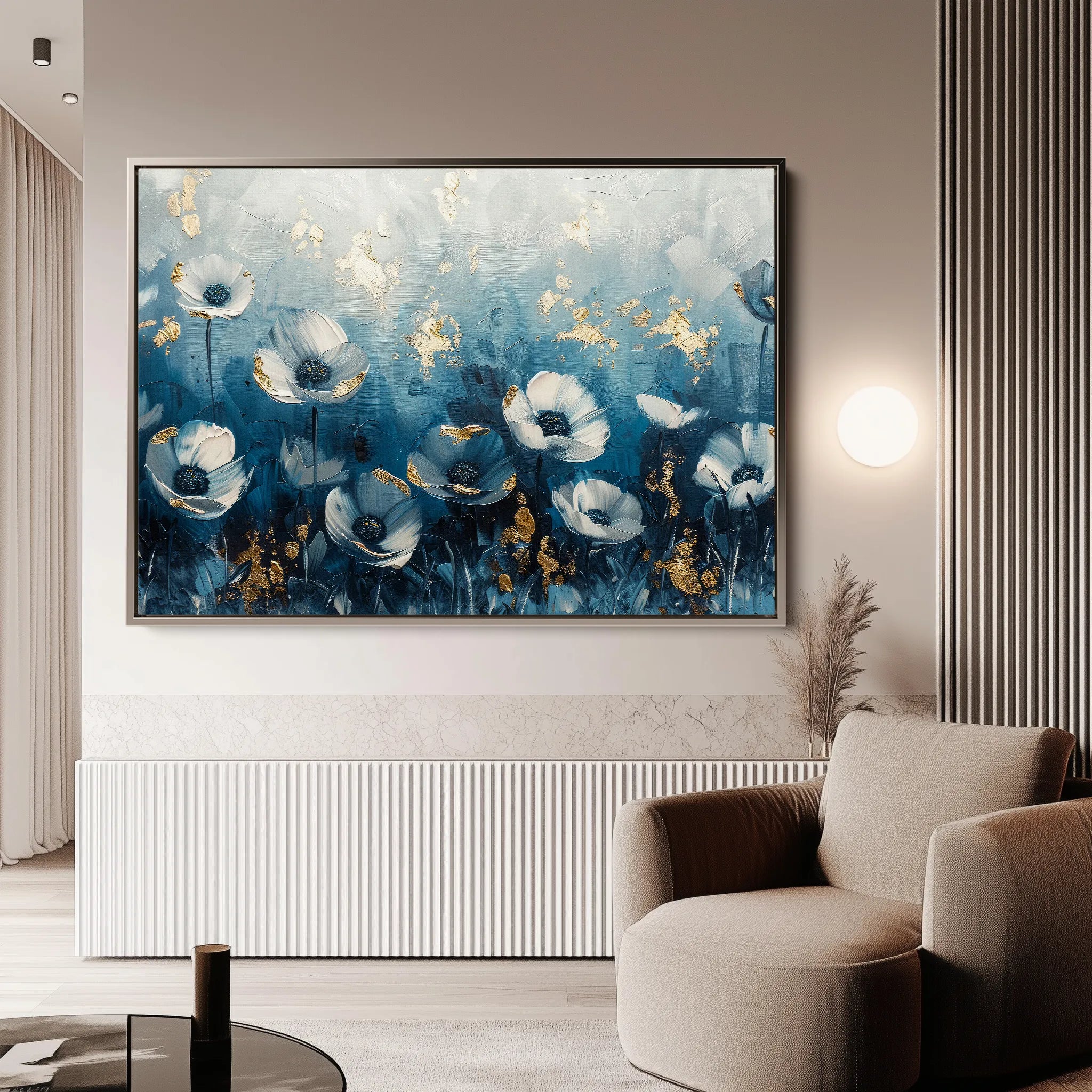 Floral 048 Canvas Art 18" x 24" / 45 x 60 cm / Black