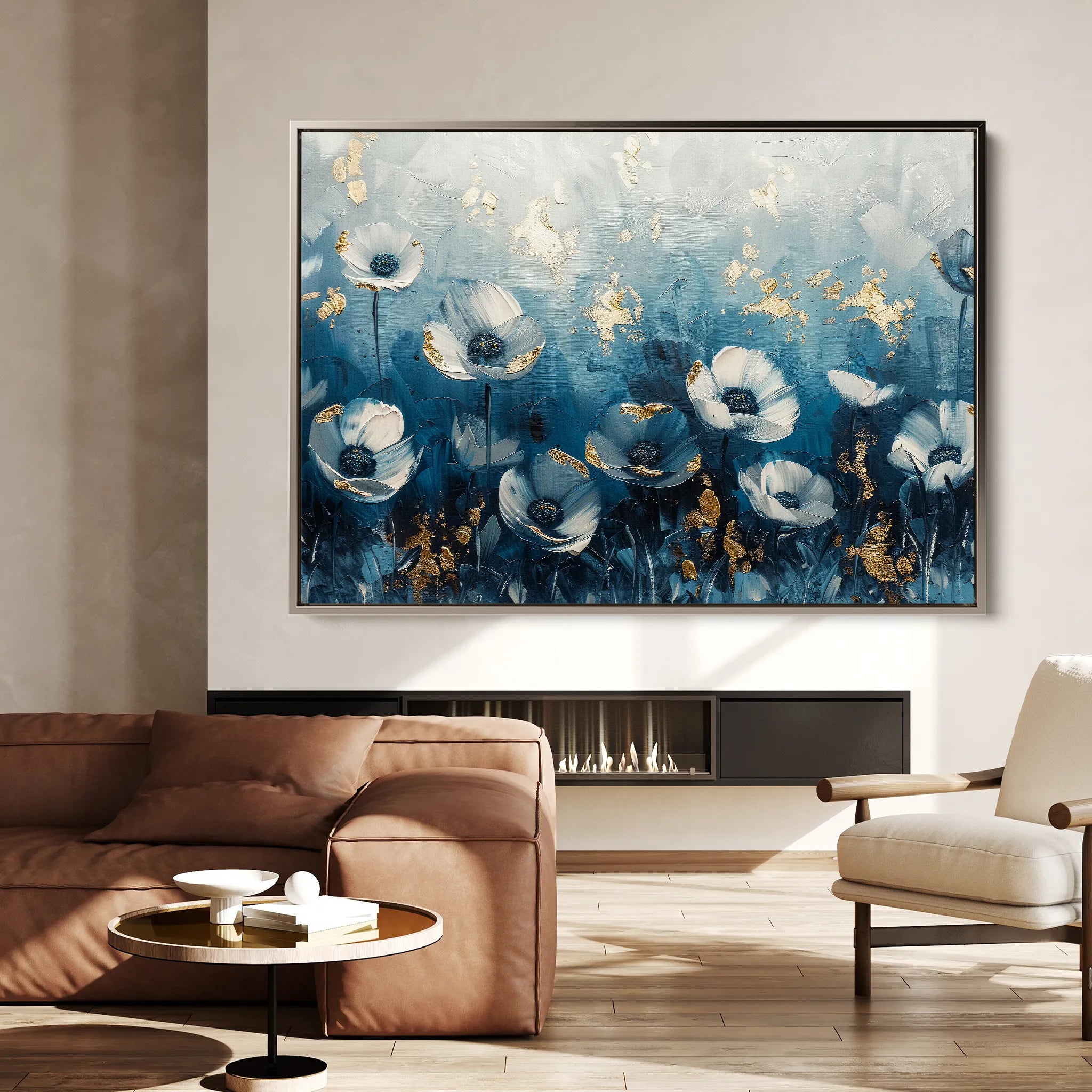 Floral 048 Canvas Art 18" x 24" / 45 x 60 cm / Black