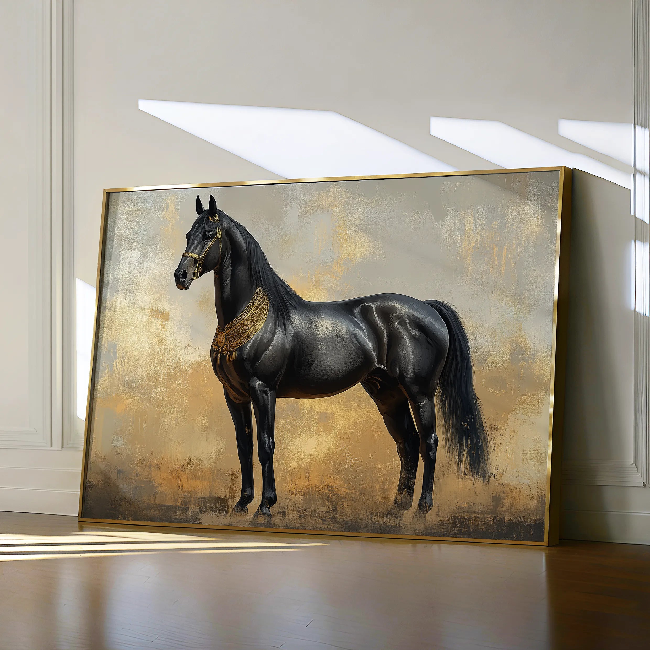 Horses 048 Canvas Art 18" x 24" / 45 x 60 cm / Black