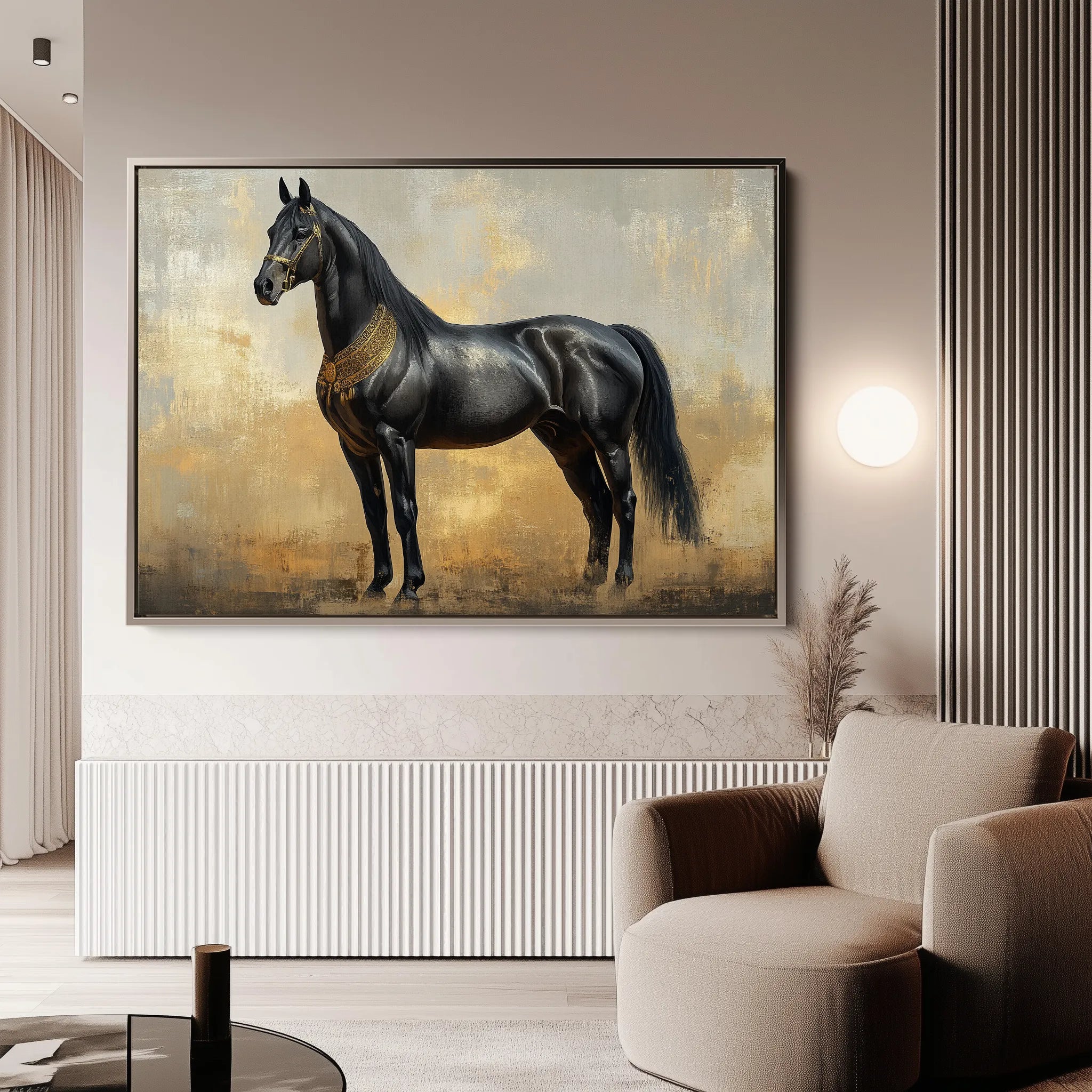 Horses 048 Canvas Art 18" x 24" / 45 x 60 cm / Black