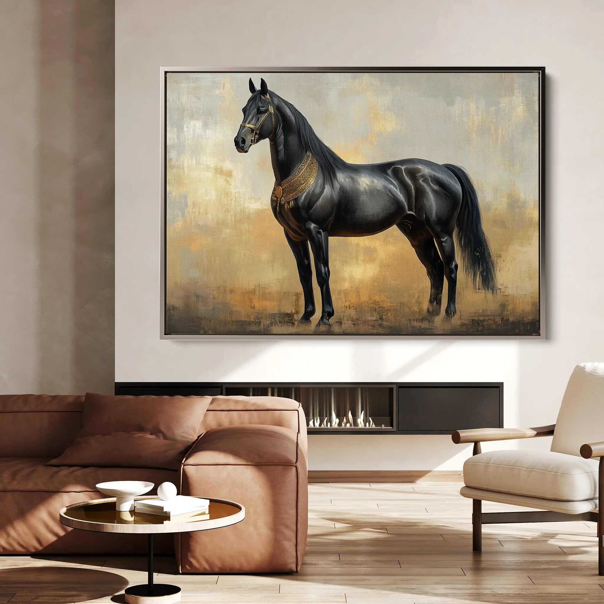 Horses 048 Canvas Art 18" x 24" / 45 x 60 cm / Black