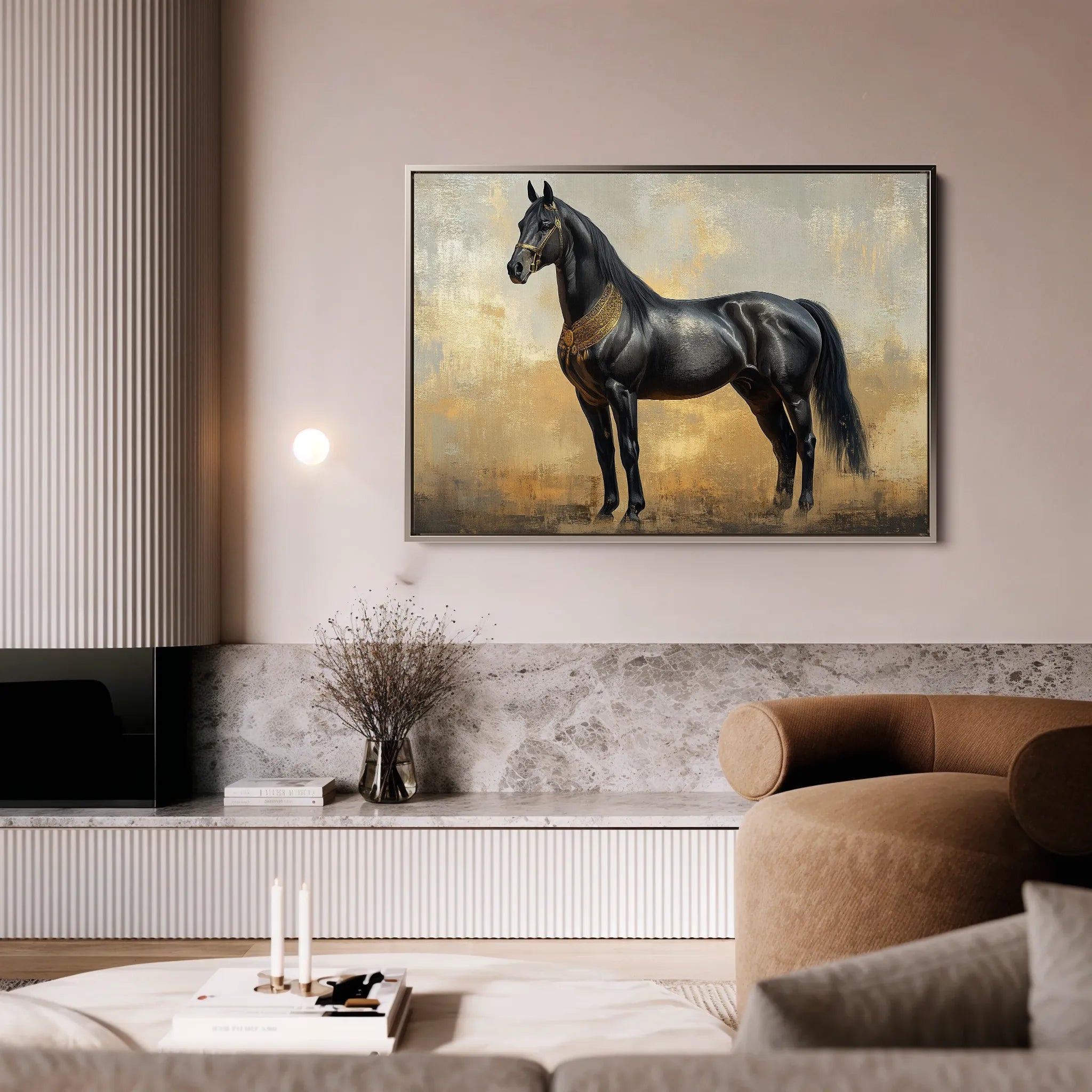 Horses 048 Canvas Art 18" x 24" / 45 x 60 cm / Black