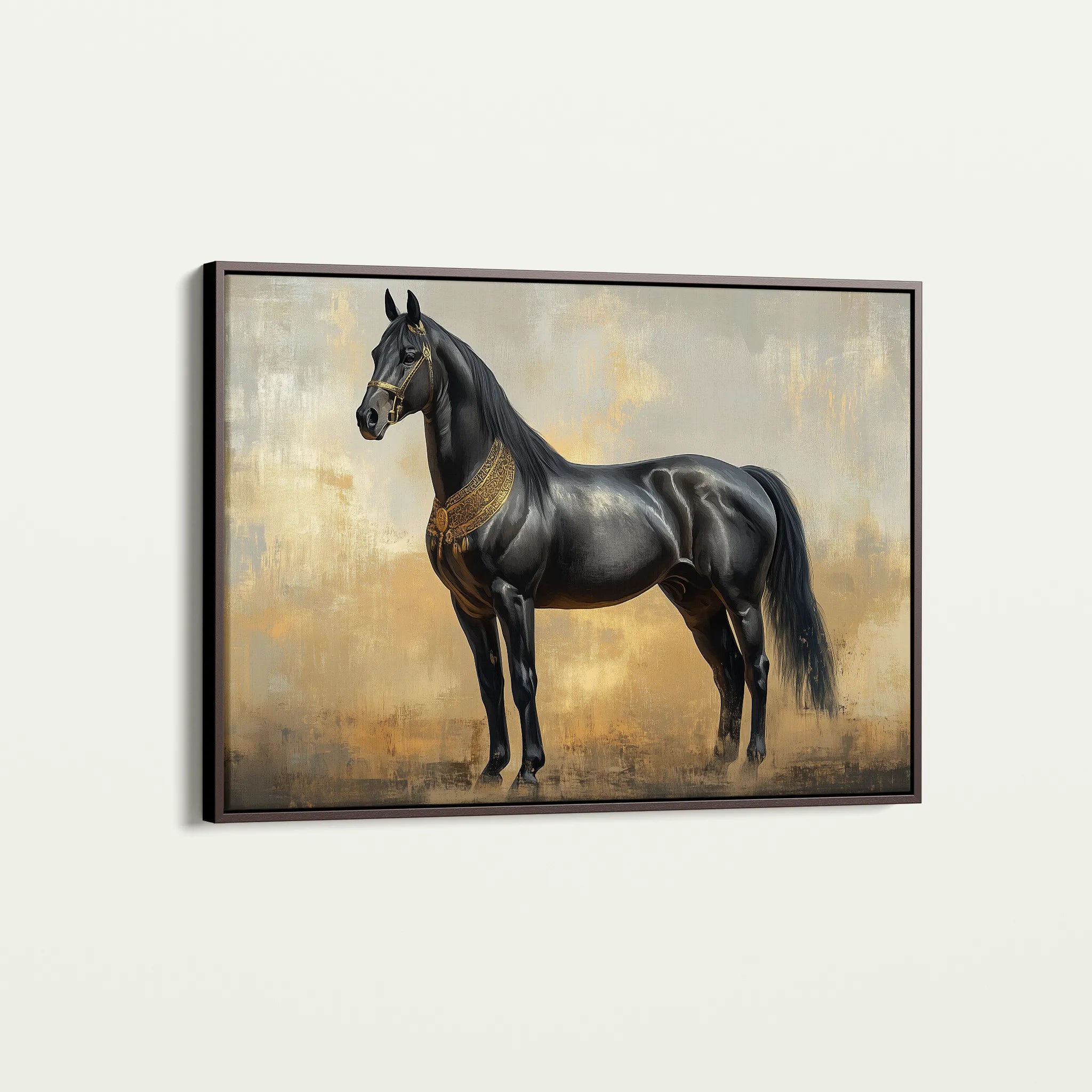 Horses 048 Canvas Art 18" x 24" / 45 x 60 cm / Black