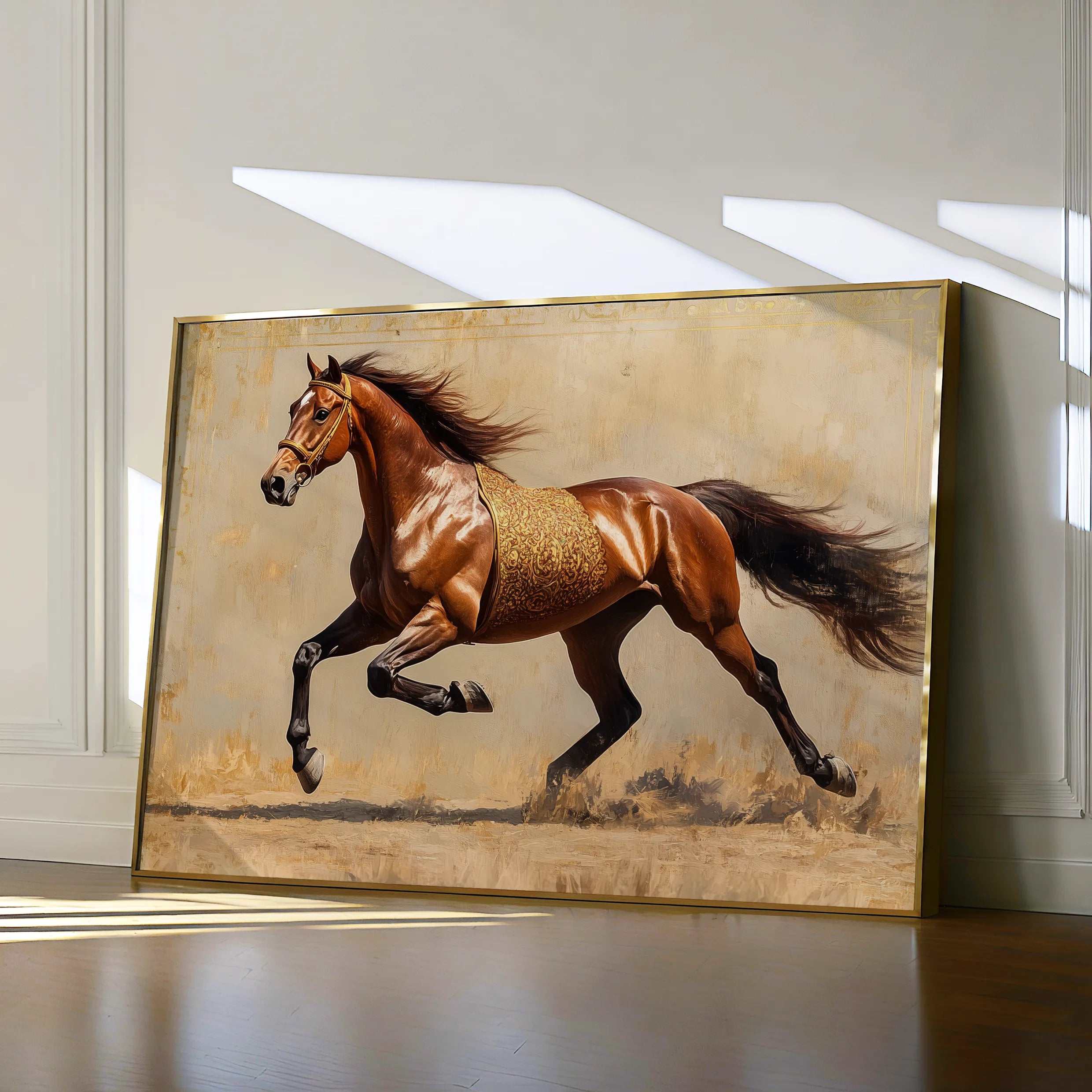 Horses 049 Canvas Art 18" x 24" / 45 x 60 cm / Black