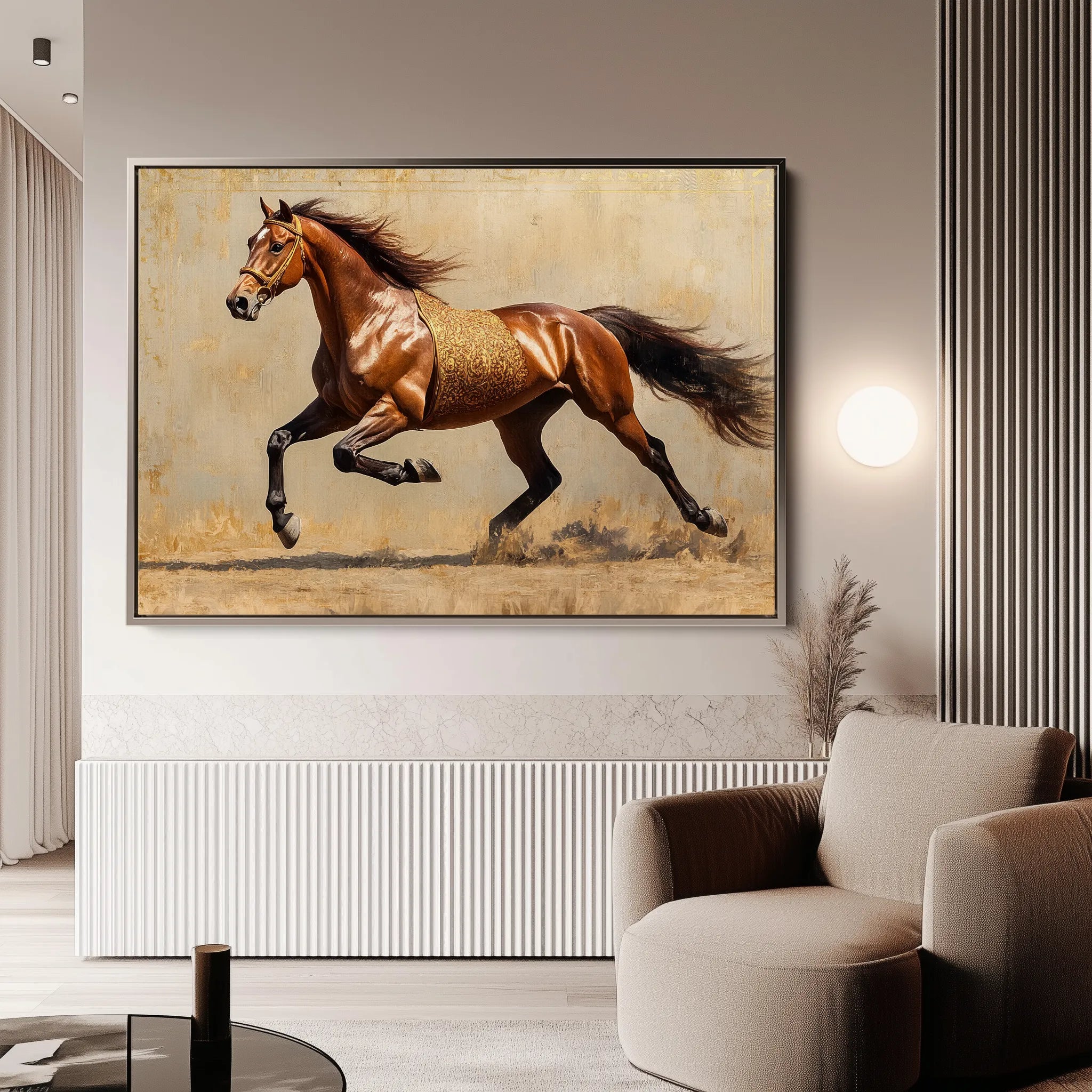 Horses 049 Canvas Art 18" x 24" / 45 x 60 cm / Black