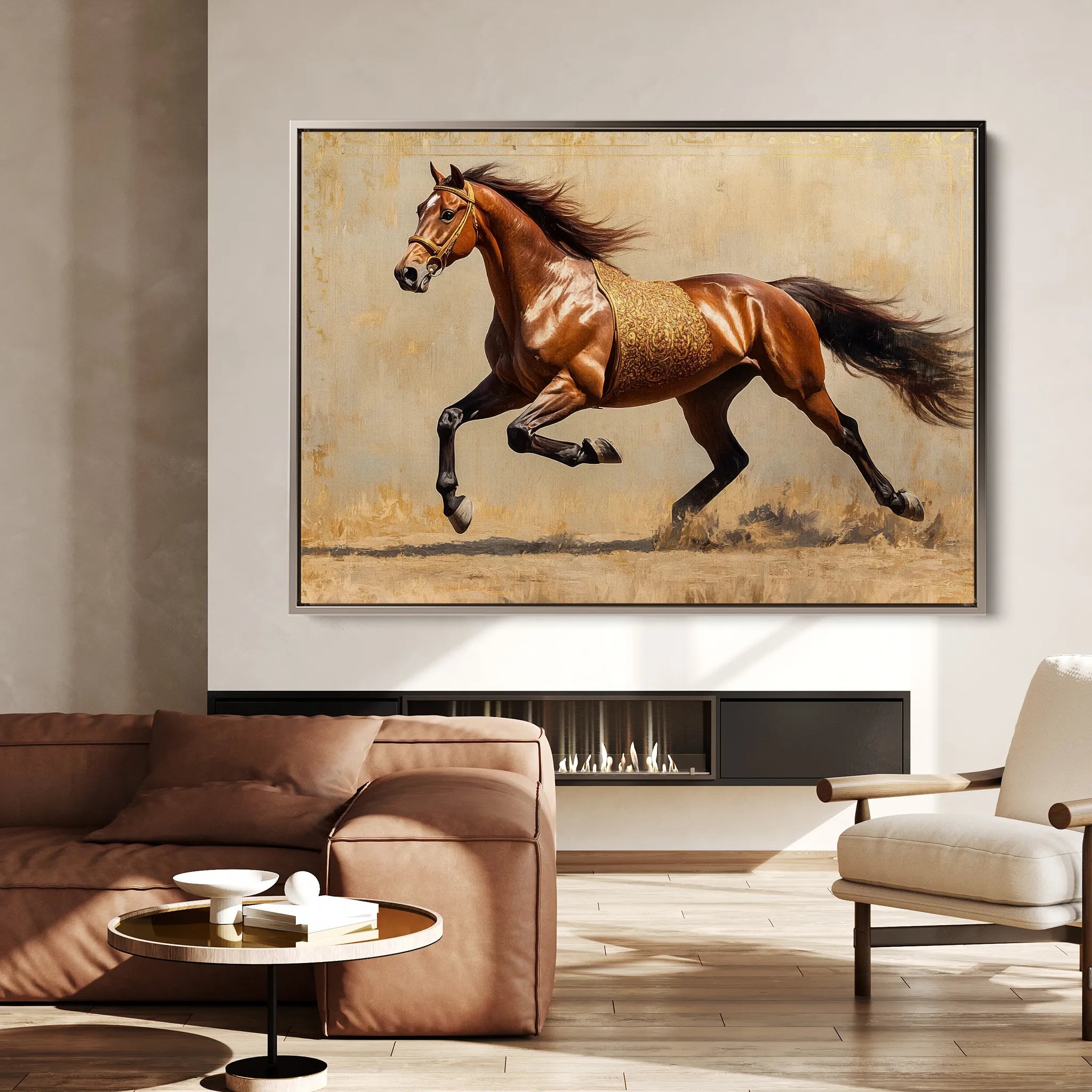 Horses 049 Canvas Art 18" x 24" / 45 x 60 cm / Black