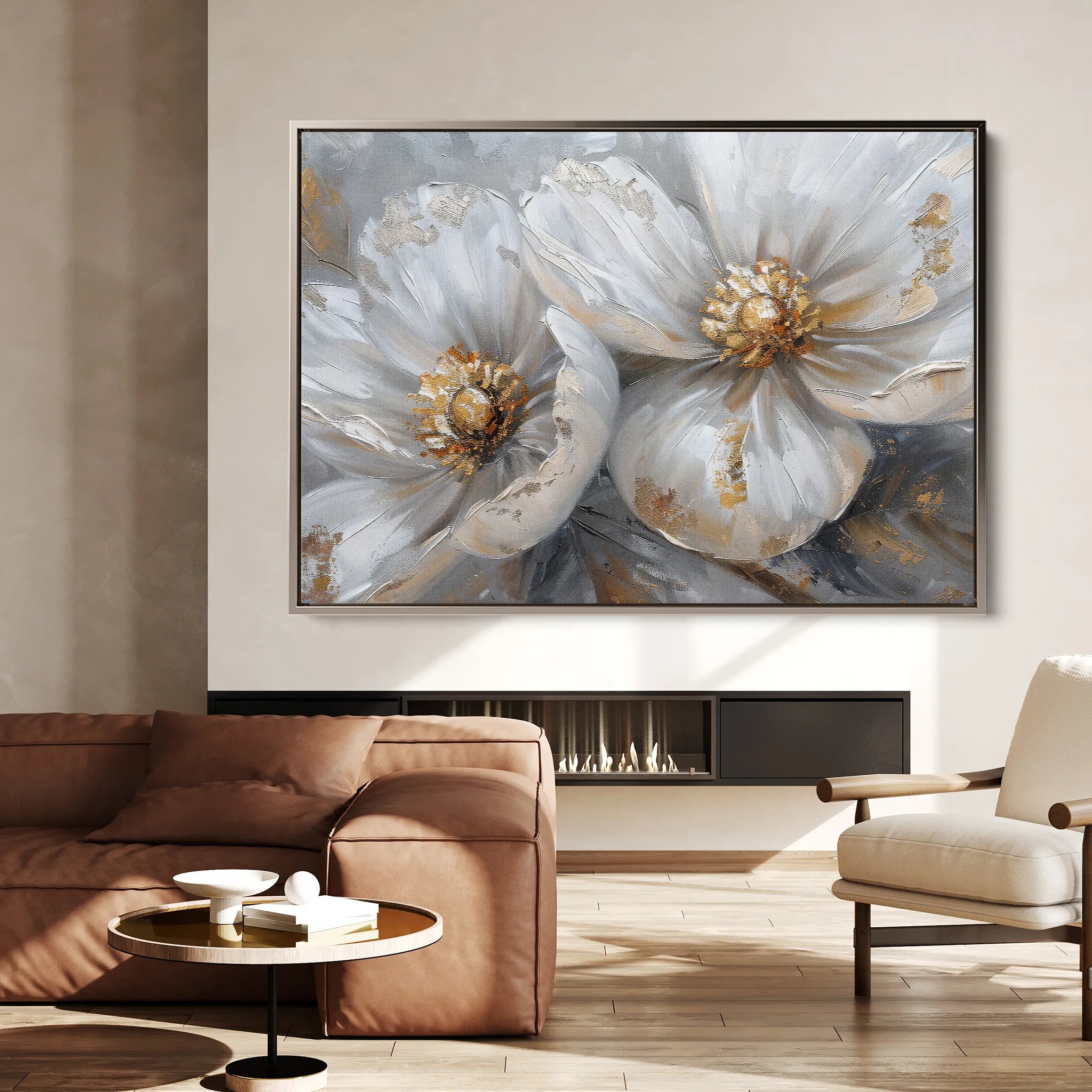 Floral 050 Canvas Art 18" x 24" / 45 x 60 cm / Black
